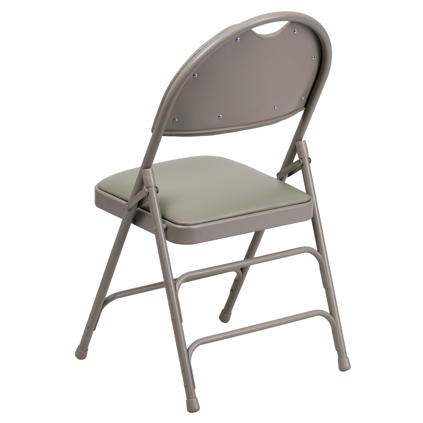 2 Pack HERCULES Series Ultra-Premium Triple Braced Gray Vinyl Metal Folding Chair with Easy-Carry Handle Gray Vinyl/Gray Frame