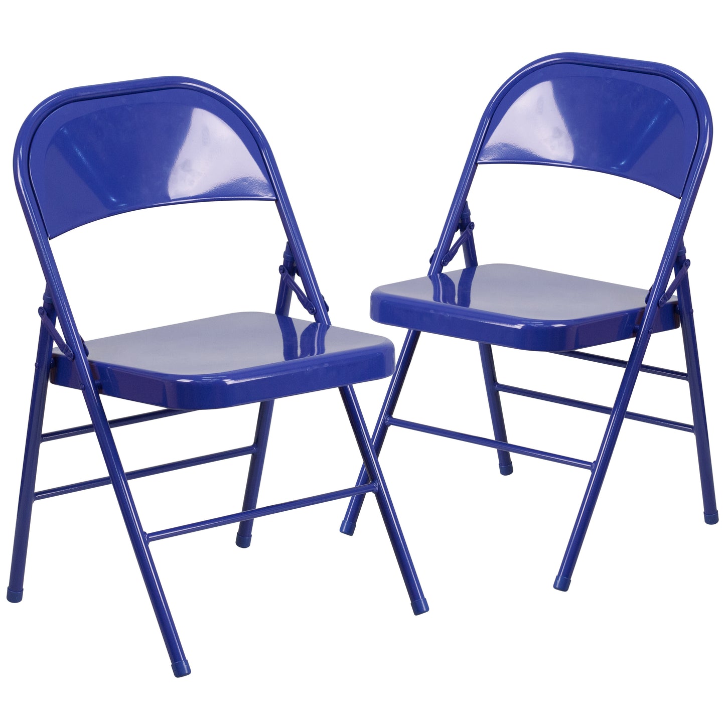 2 Pack HERCULES COLORBURST Series Cobalt Blue Triple Braced & Double Hinged Metal Folding Chair Cobalt Blue 2-HF3-BLUE-GG