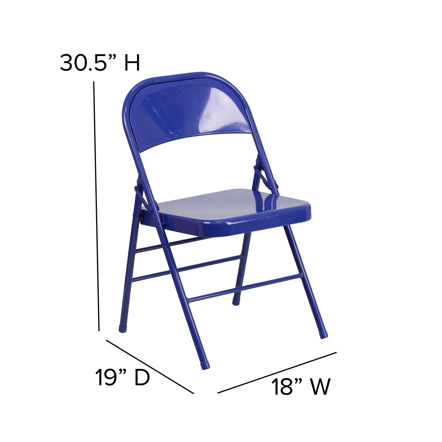 2 Pack HERCULES COLORBURST Series Cobalt Blue Triple Braced & Double Hinged Metal Folding Chair Cobalt Blue 2-HF3-BLUE-GG