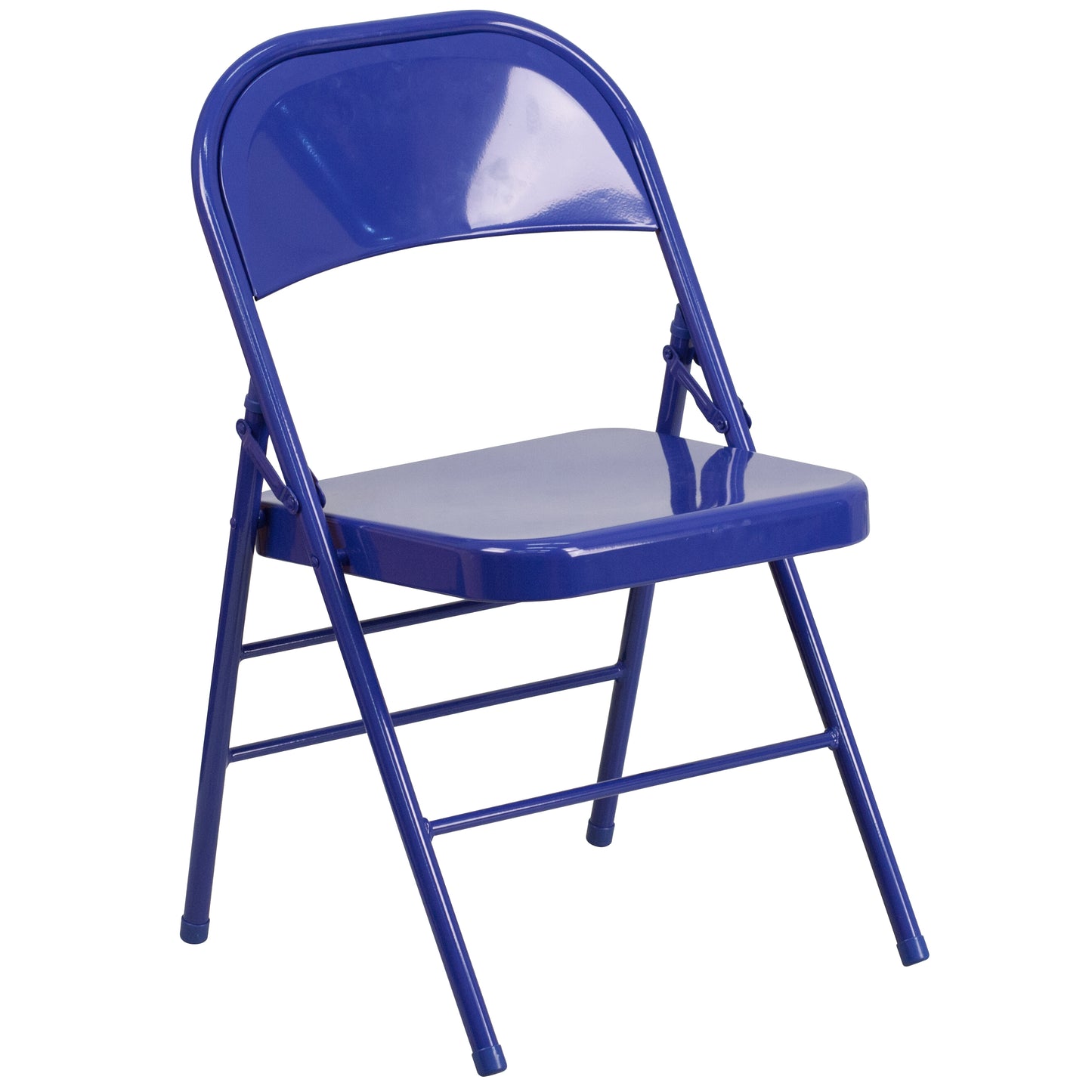 2 Pack HERCULES COLORBURST Series Cobalt Blue Triple Braced & Double Hinged Metal Folding Chair Cobalt Blue 2-HF3-BLUE-GG