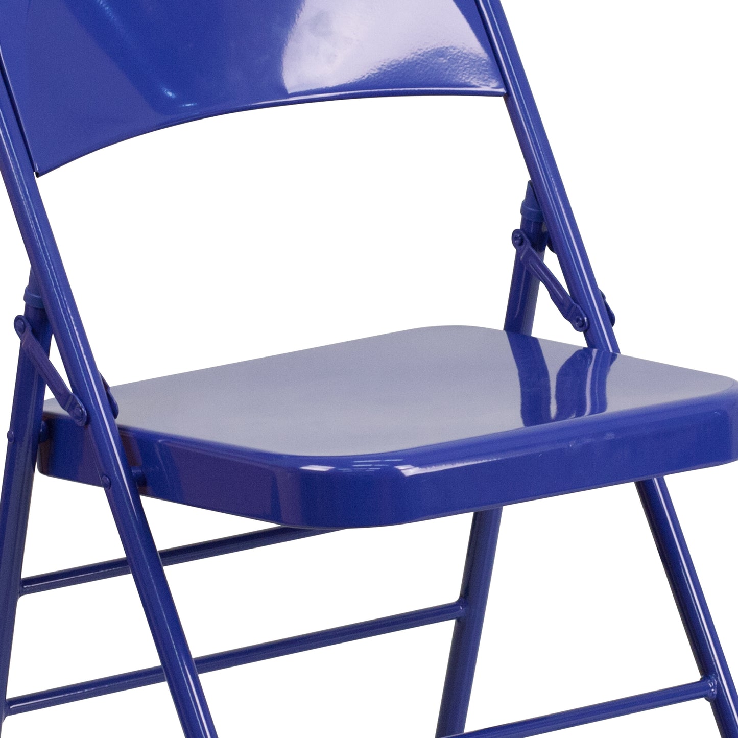 2 Pack HERCULES COLORBURST Series Cobalt Blue Triple Braced & Double Hinged Metal Folding Chair Cobalt Blue 2-HF3-BLUE-GG