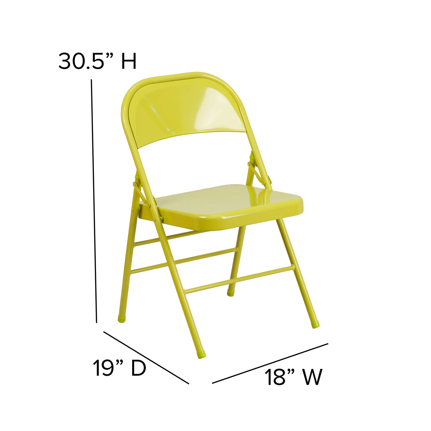 2 Pack HERCULES COLORBURST Series Twisted Citron Triple Braced & Double Hinged Metal Folding Chair Twisted Citron 2-HF3-CITRON-GG