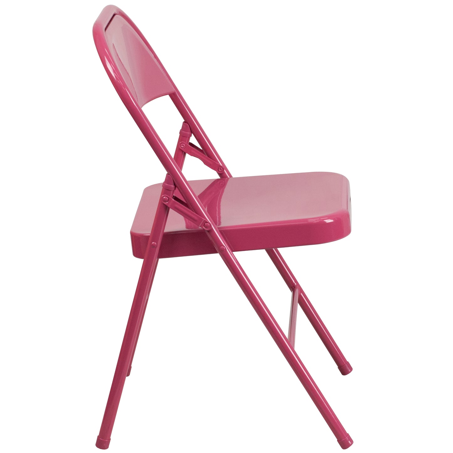2 Pack HERCULES COLORBURST Series Shockingly Fuchsia Triple Braced & Double Hinged Metal Folding Chair Shockingly Fuchsia 2-HF3-FUCHSIA-GG
