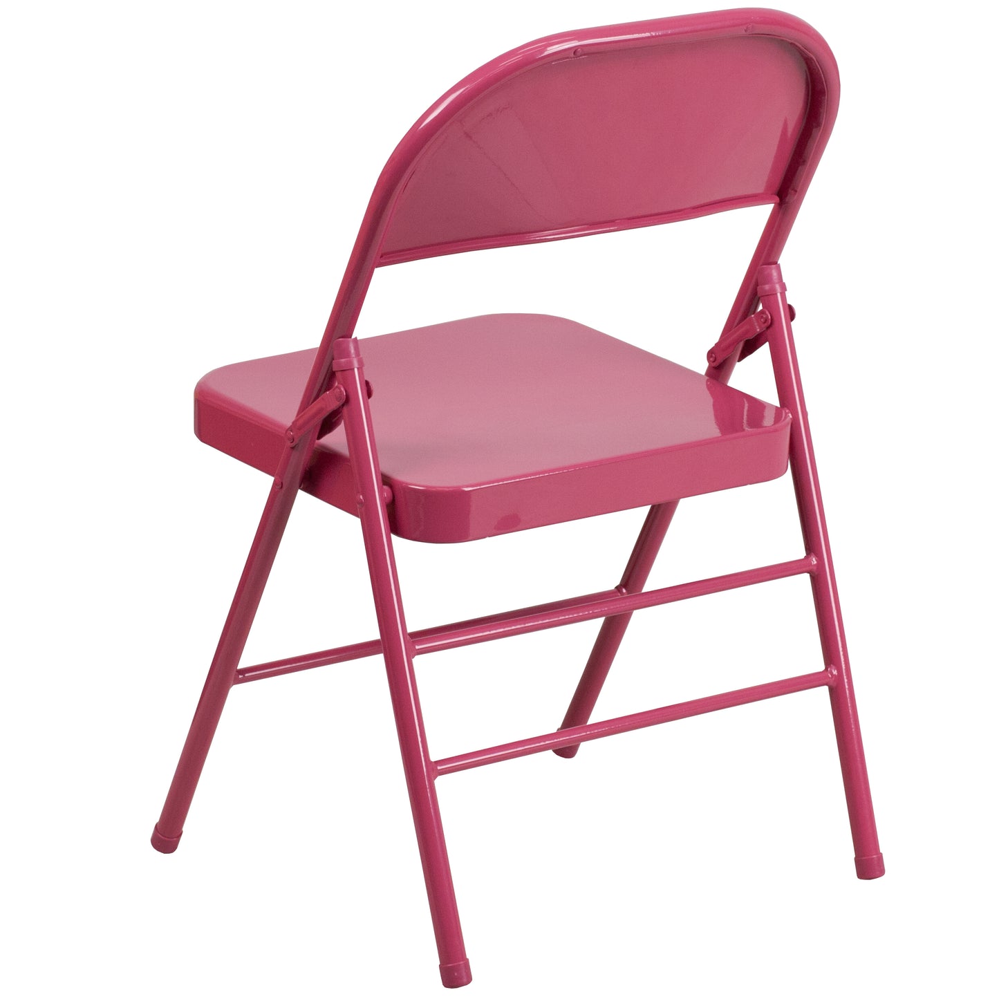2 Pack HERCULES COLORBURST Series Shockingly Fuchsia Triple Braced & Double Hinged Metal Folding Chair Shockingly Fuchsia 2-HF3-FUCHSIA-GG
