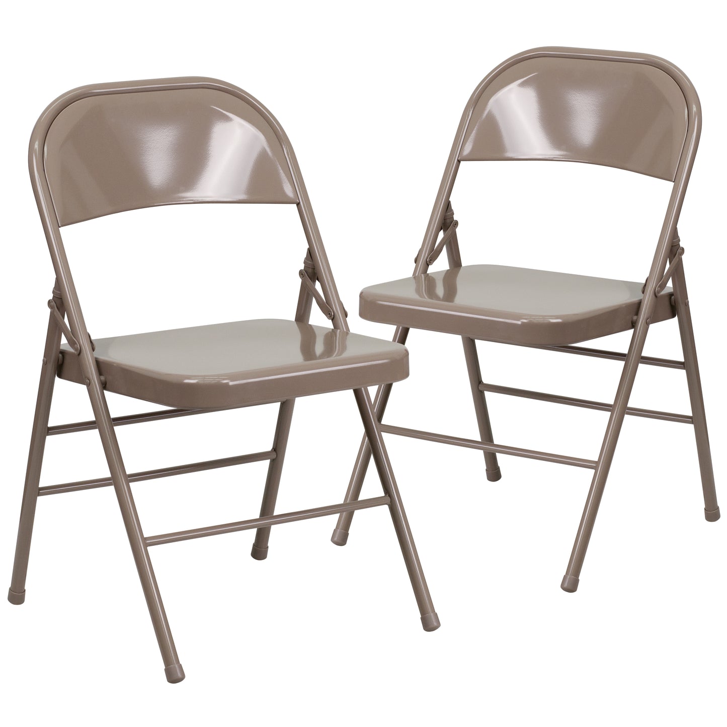 2 Pack HERCULES Series Triple Braced & Double Hinged Beige Metal Folding Chair Beige
