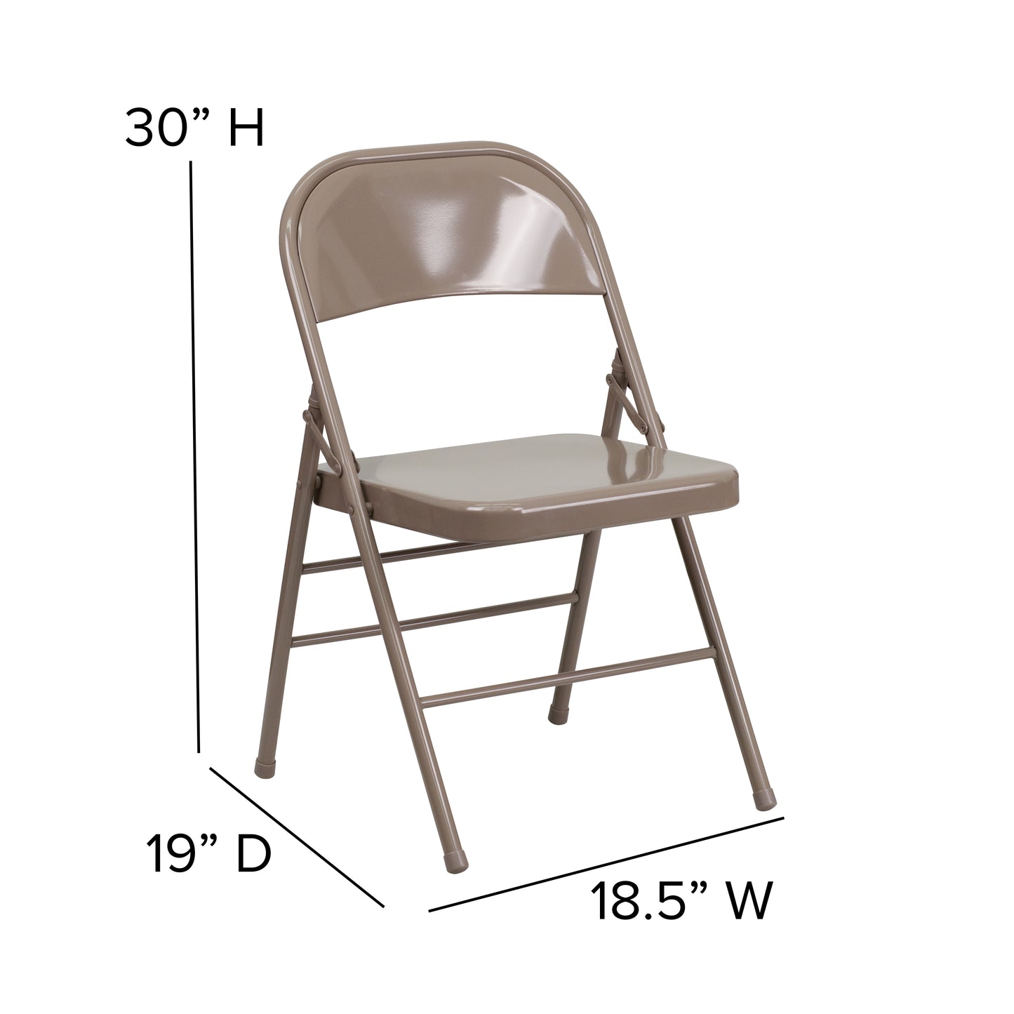 2 Pack HERCULES Series Triple Braced & Double Hinged Beige Metal Folding Chair Beige