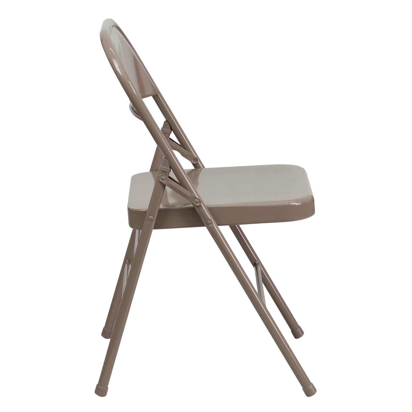 2 Pack HERCULES Series Triple Braced & Double Hinged Beige Metal Folding Chair Beige