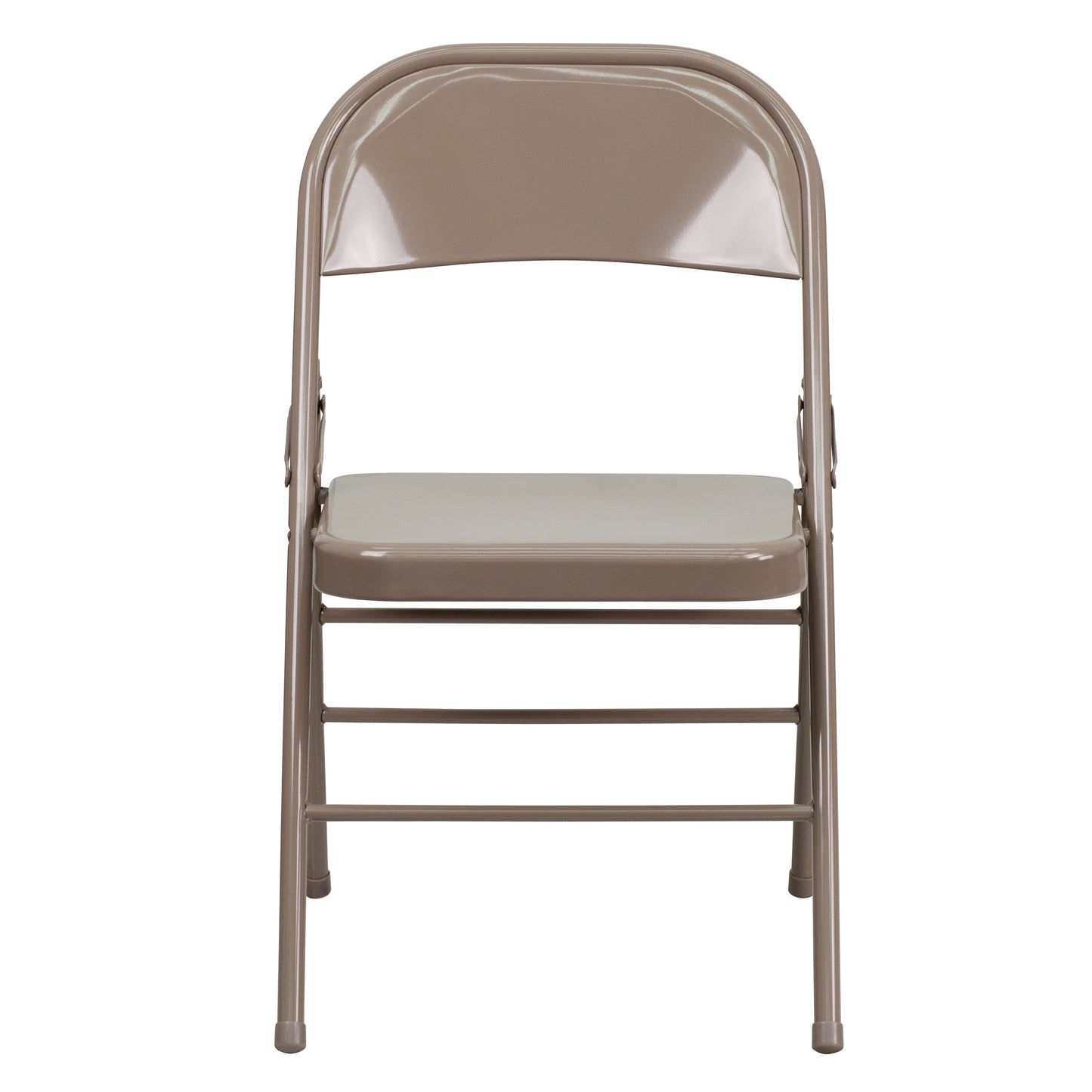 2 Pack HERCULES Series Triple Braced & Double Hinged Beige Metal Folding Chair Beige