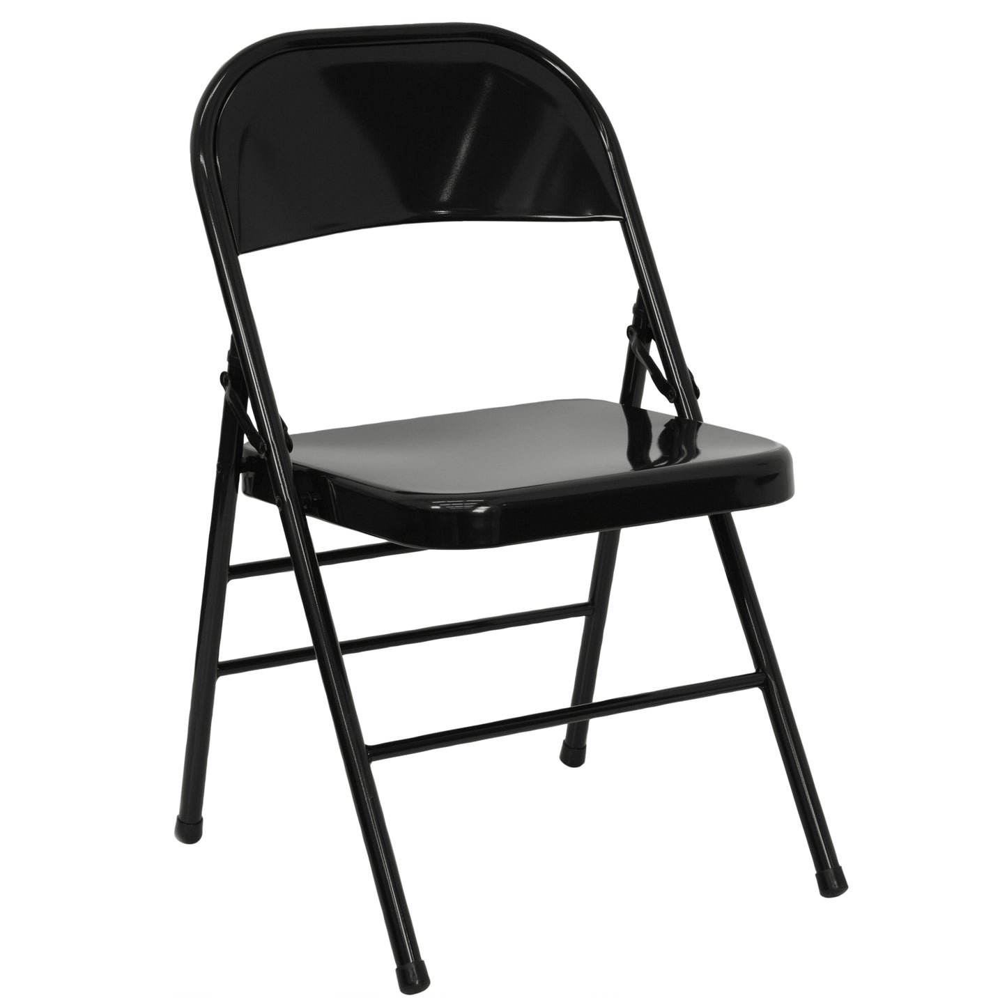 2 Pack HERCULES Series Triple Braced & Double Hinged Black Metal Folding Chair Black 2-HF3-MC-309AS-BK-GG