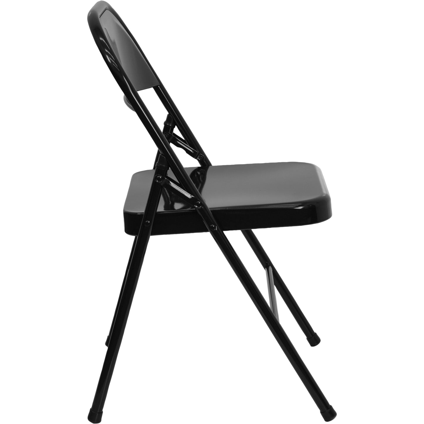 2 Pack HERCULES Series Triple Braced & Double Hinged Black Metal Folding Chair Black 2-HF3-MC-309AS-BK-GG