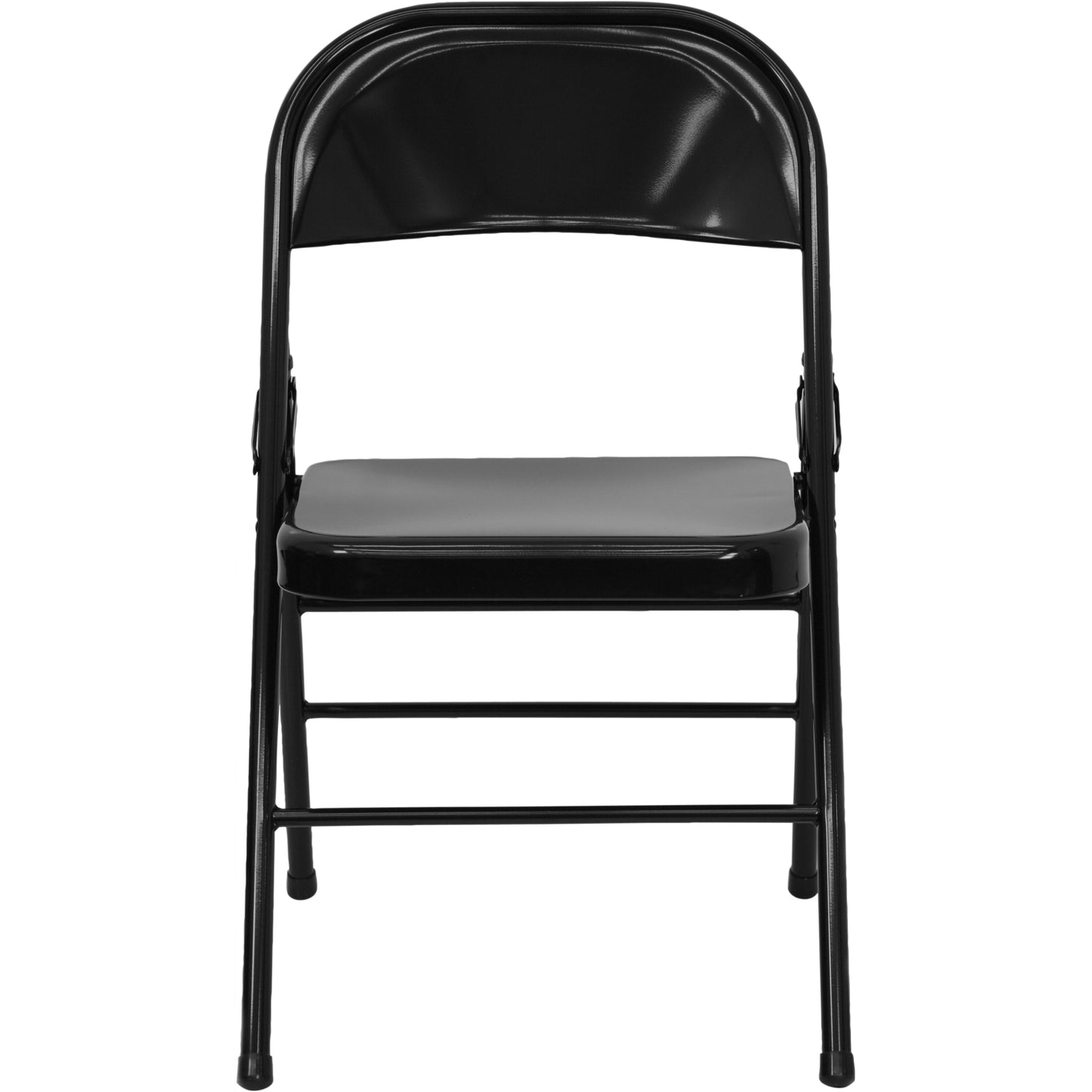2 Pack HERCULES Series Triple Braced & Double Hinged Black Metal Folding Chair Black 2-HF3-MC-309AS-BK-GG