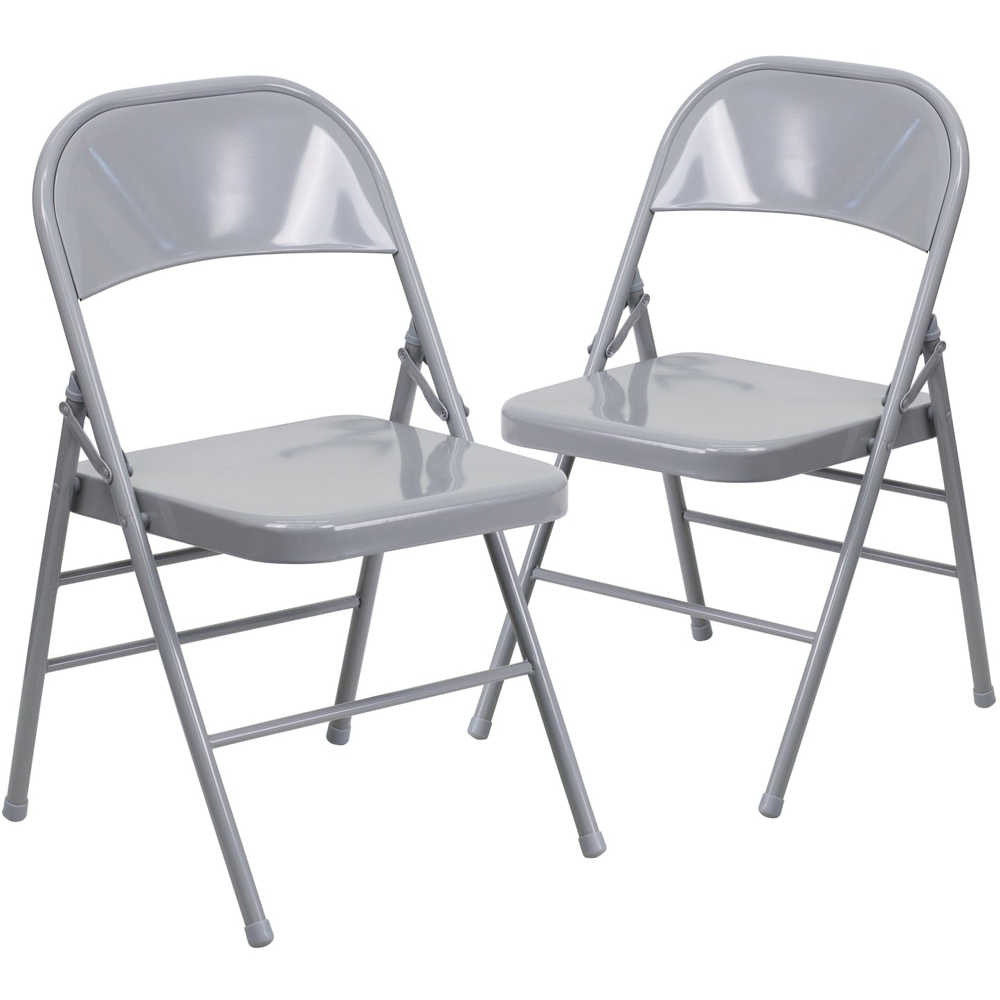 2 Pack HERCULES Series Triple Braced & Double Hinged Gray Metal Folding Chair Gray 2-HF3-MC-309AS-GY-GG