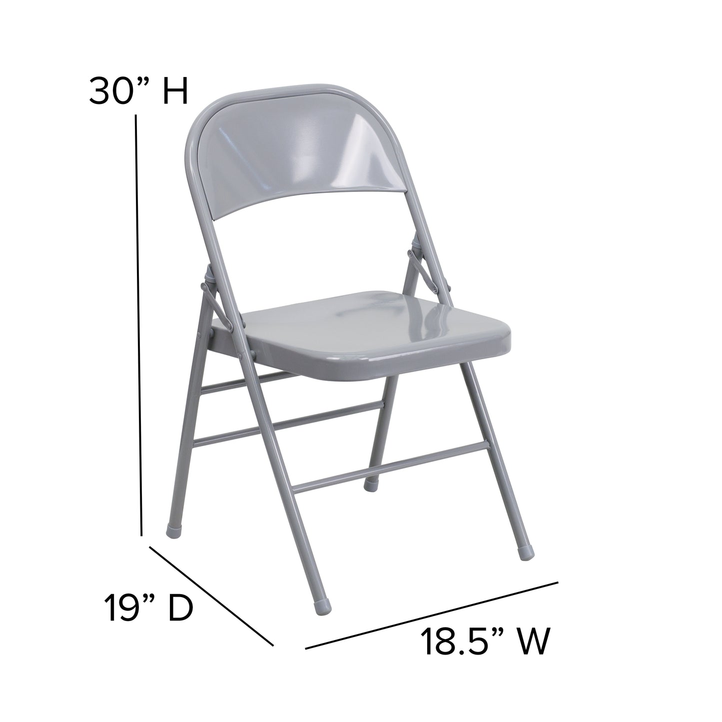 2 Pack HERCULES Series Triple Braced & Double Hinged Gray Metal Folding Chair Gray 2-HF3-MC-309AS-GY-GG