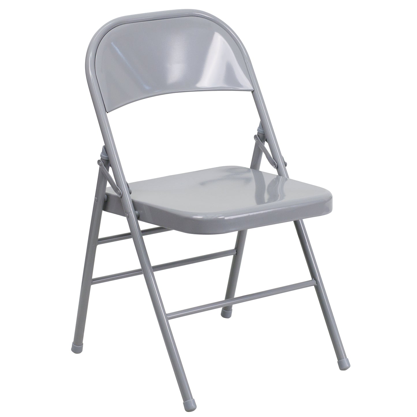 2 Pack HERCULES Series Triple Braced & Double Hinged Gray Metal Folding Chair Gray 2-HF3-MC-309AS-GY-GG