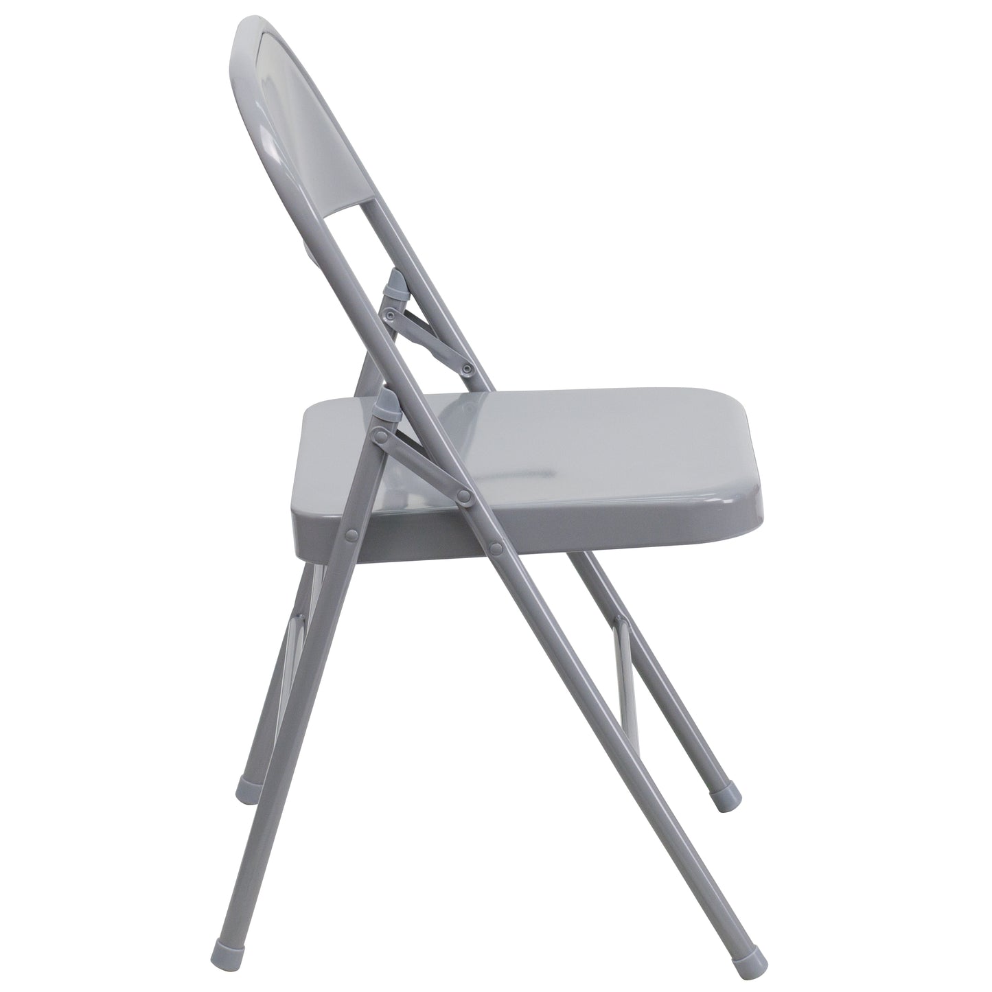 2 Pack HERCULES Series Triple Braced & Double Hinged Gray Metal Folding Chair Gray 2-HF3-MC-309AS-GY-GG
