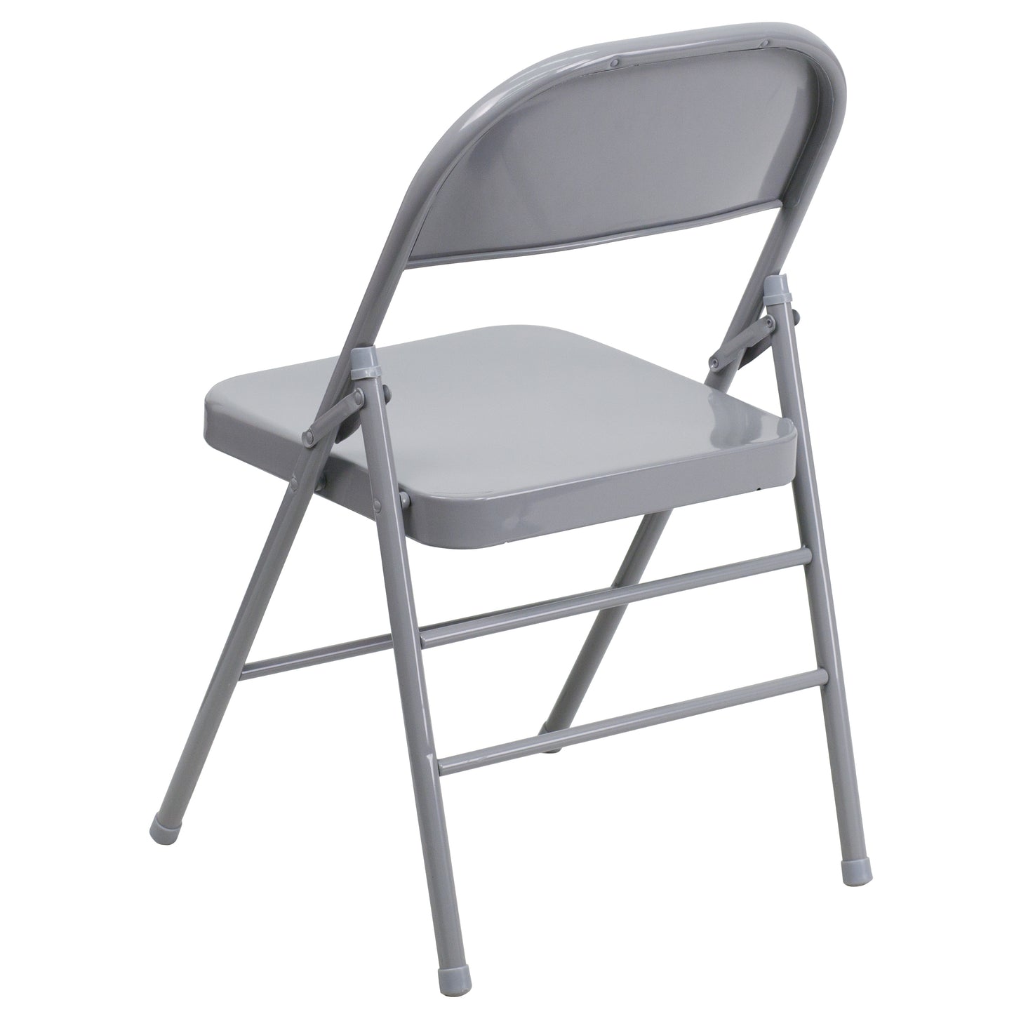 2 Pack HERCULES Series Triple Braced & Double Hinged Gray Metal Folding Chair Gray 2-HF3-MC-309AS-GY-GG