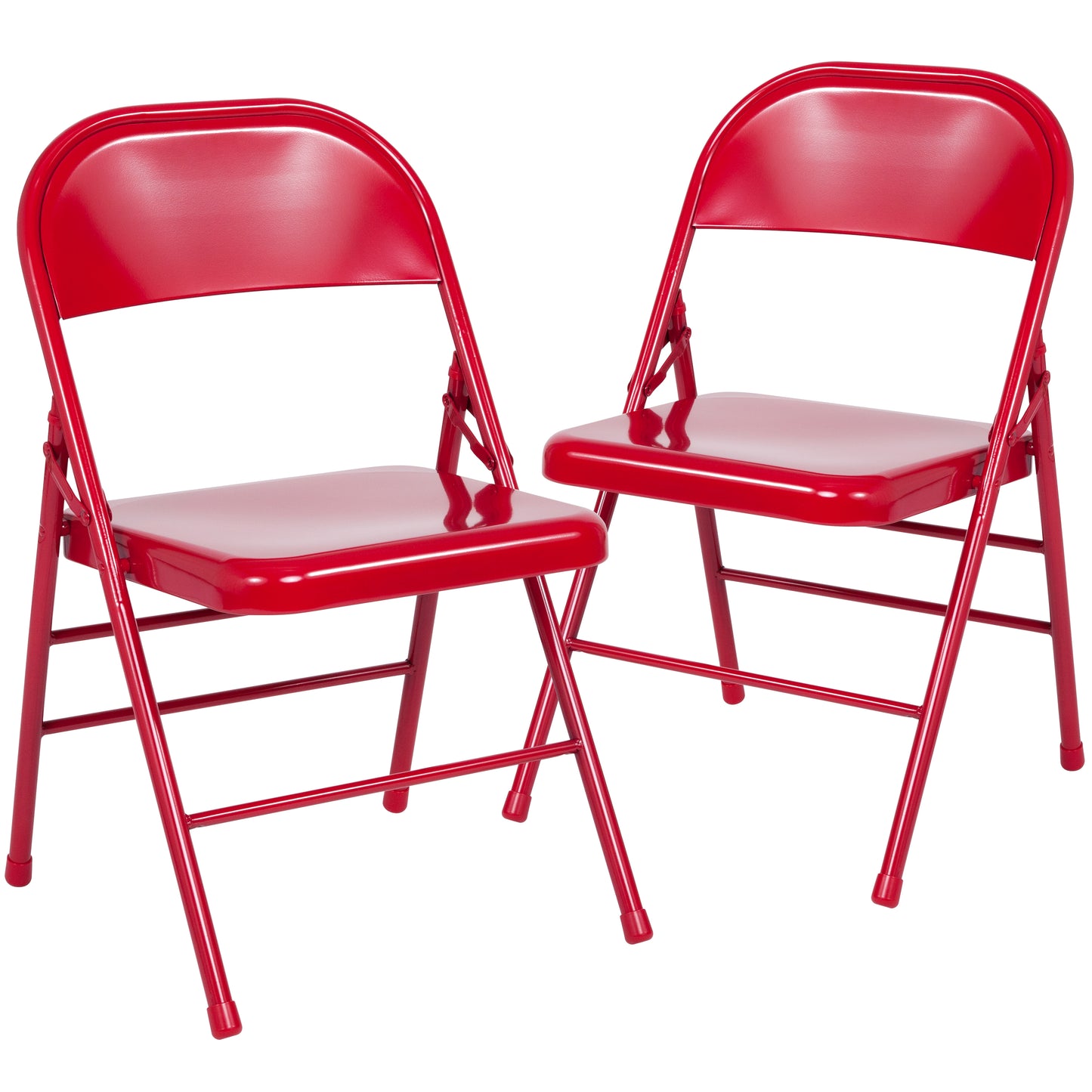 2 Pack HERCULES Series Triple Braced & Double Hinged Red Metal Folding Chair Red