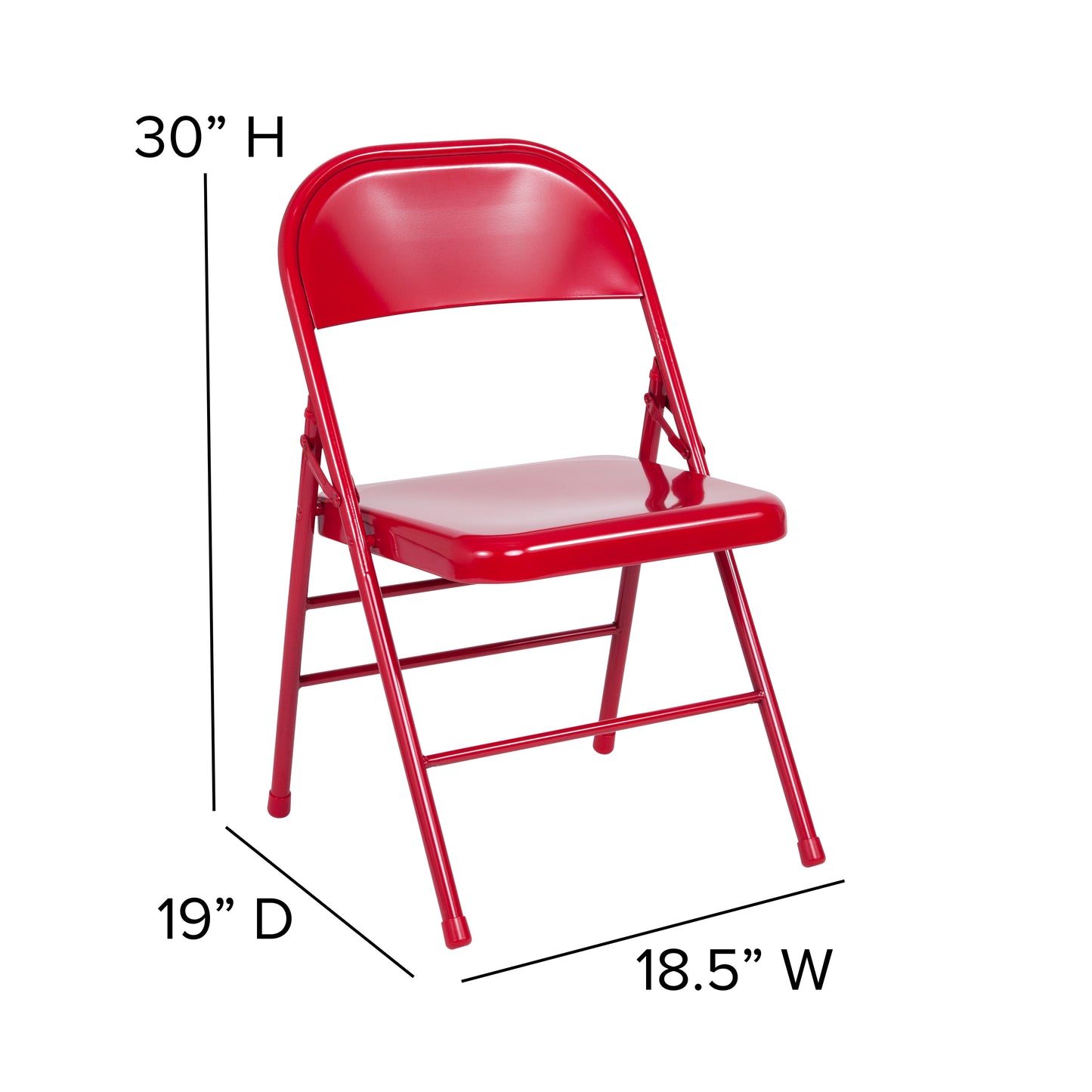 2 Pack HERCULES Series Triple Braced & Double Hinged Red Metal Folding Chair Red