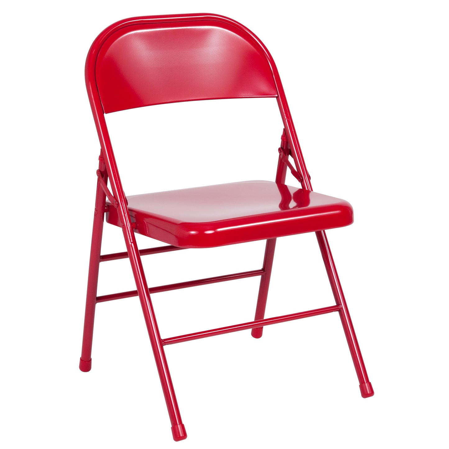 2 Pack HERCULES Series Triple Braced & Double Hinged Red Metal Folding Chair Red