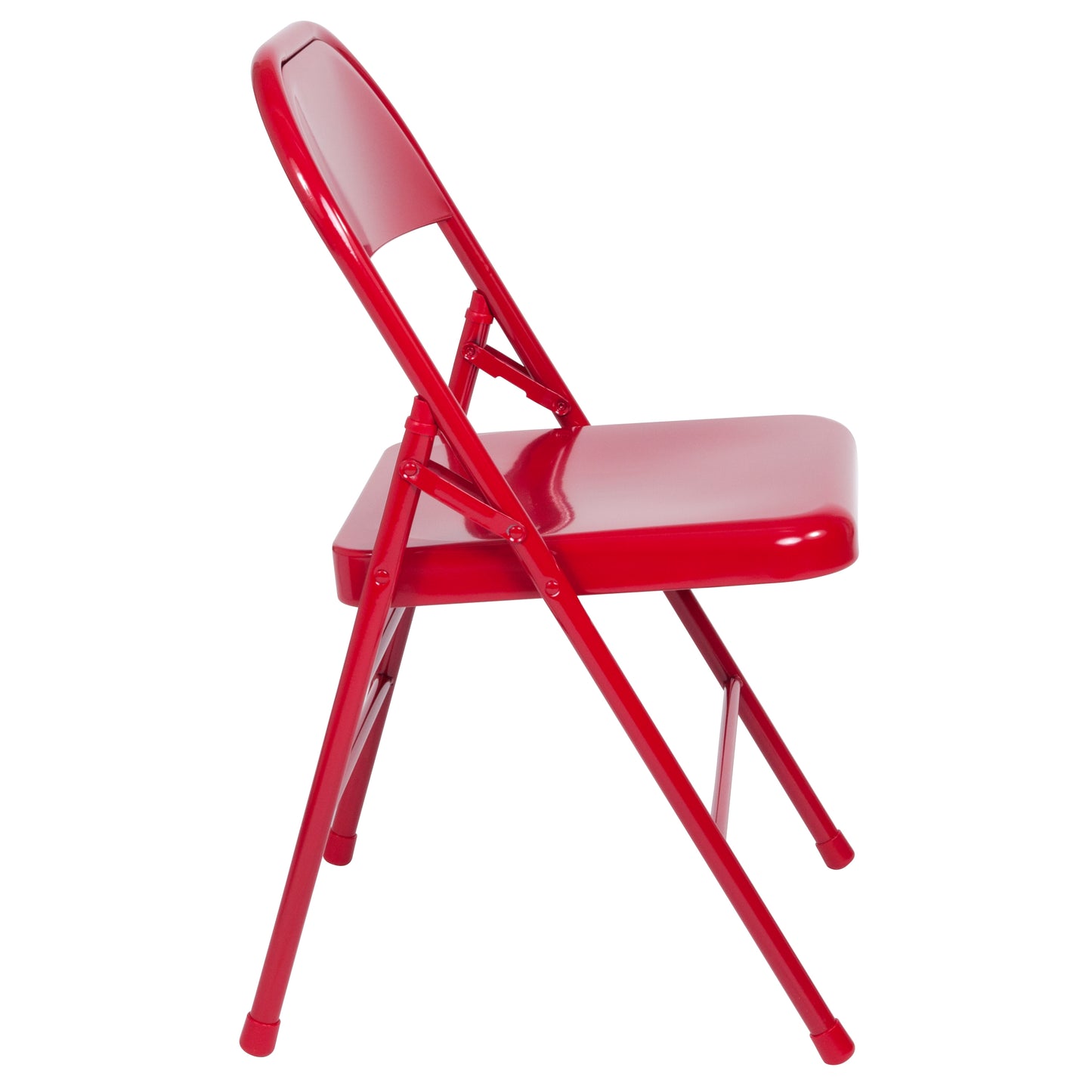 2 Pack HERCULES Series Triple Braced & Double Hinged Red Metal Folding Chair Red
