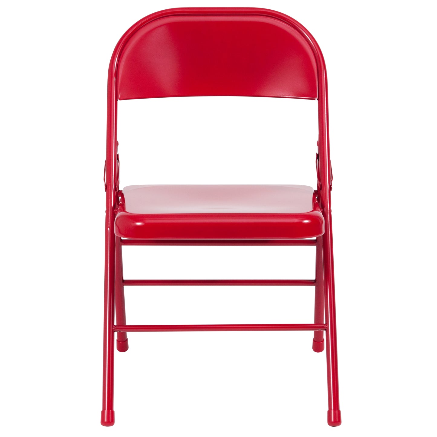2 Pack HERCULES Series Triple Braced & Double Hinged Red Metal Folding Chair Red