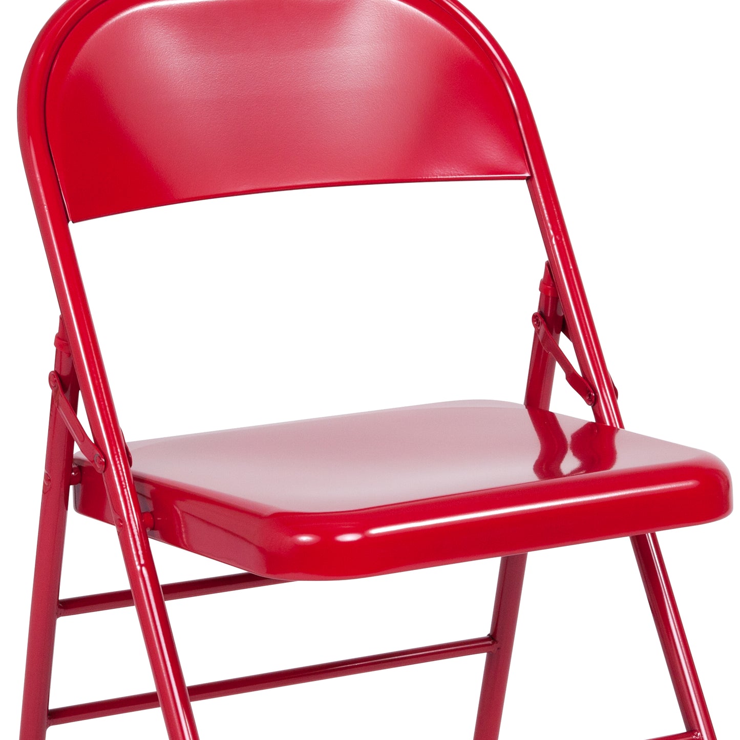 2 Pack HERCULES Series Triple Braced & Double Hinged Red Metal Folding Chair Red