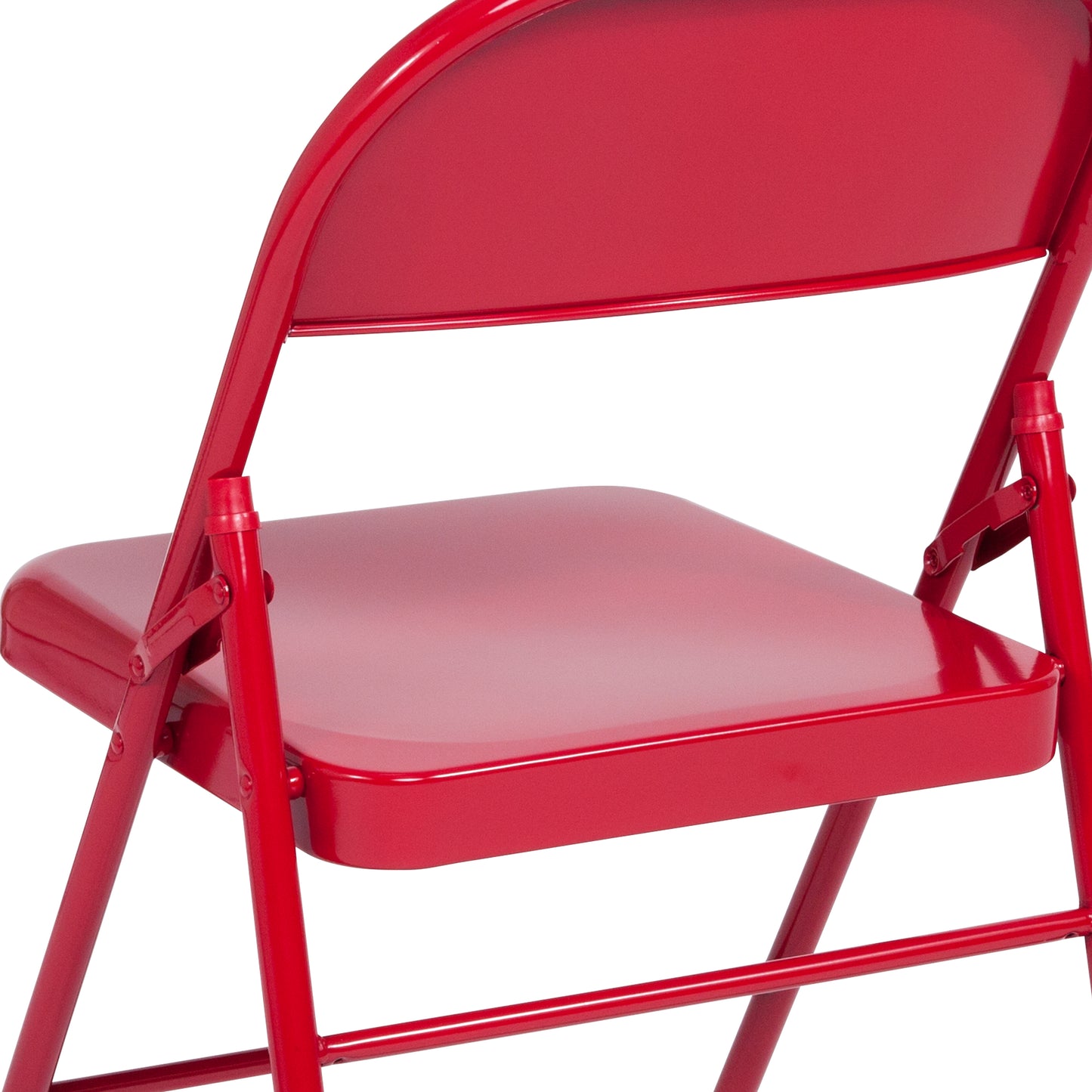 2 Pack HERCULES Series Triple Braced & Double Hinged Red Metal Folding Chair Red