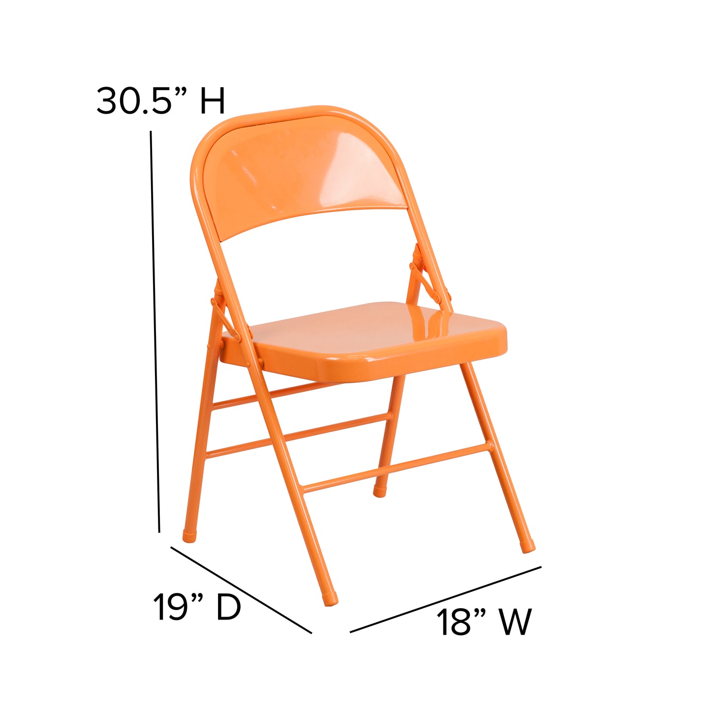 2 Pack HERCULES COLORBURST Series Orange Marmalade Triple Braced & Double Hinged Metal Folding Chair Orange Marmalade 2-HF3-ORANGE-GG
