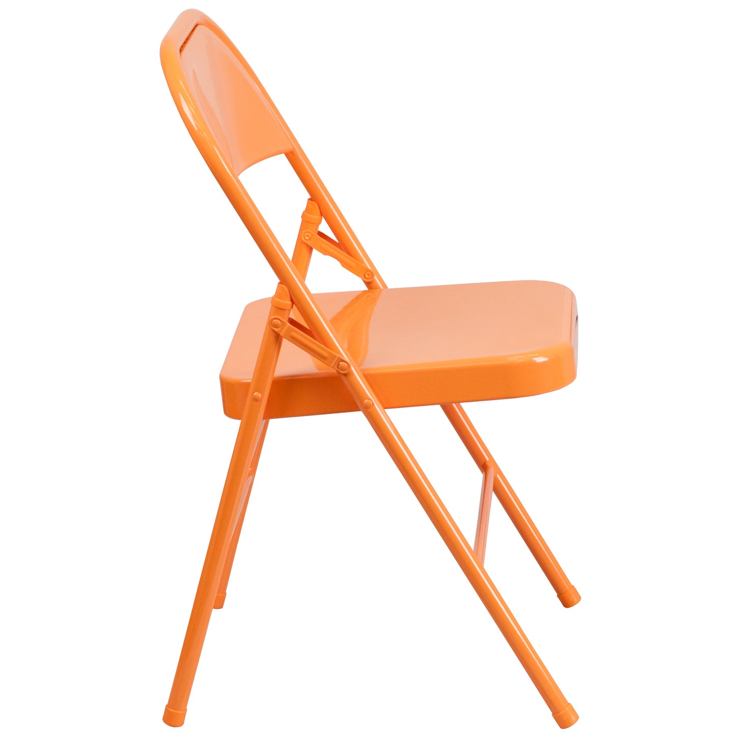 2 Pack HERCULES COLORBURST Series Orange Marmalade Triple Braced & Double Hinged Metal Folding Chair Orange Marmalade 2-HF3-ORANGE-GG
