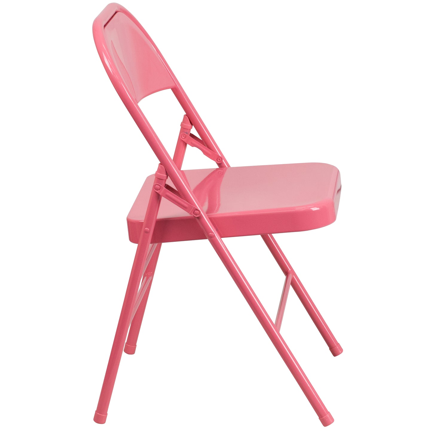 2 Pack HERCULES COLORBURST Series Bubblegum Pink Triple Braced & Double Hinged Metal Folding Chair Bubblegum Pink 2-HF3-PINK-GG