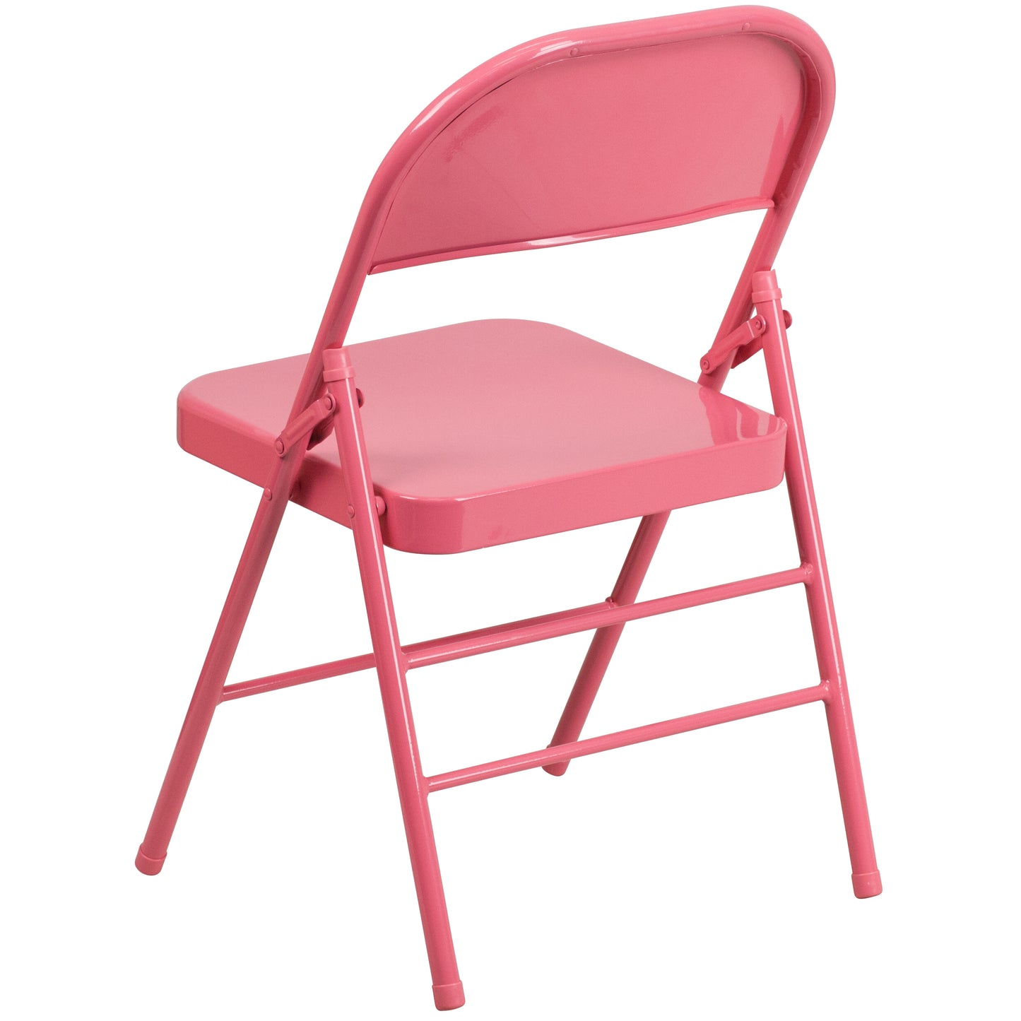 2 Pack HERCULES COLORBURST Series Bubblegum Pink Triple Braced & Double Hinged Metal Folding Chair Bubblegum Pink 2-HF3-PINK-GG