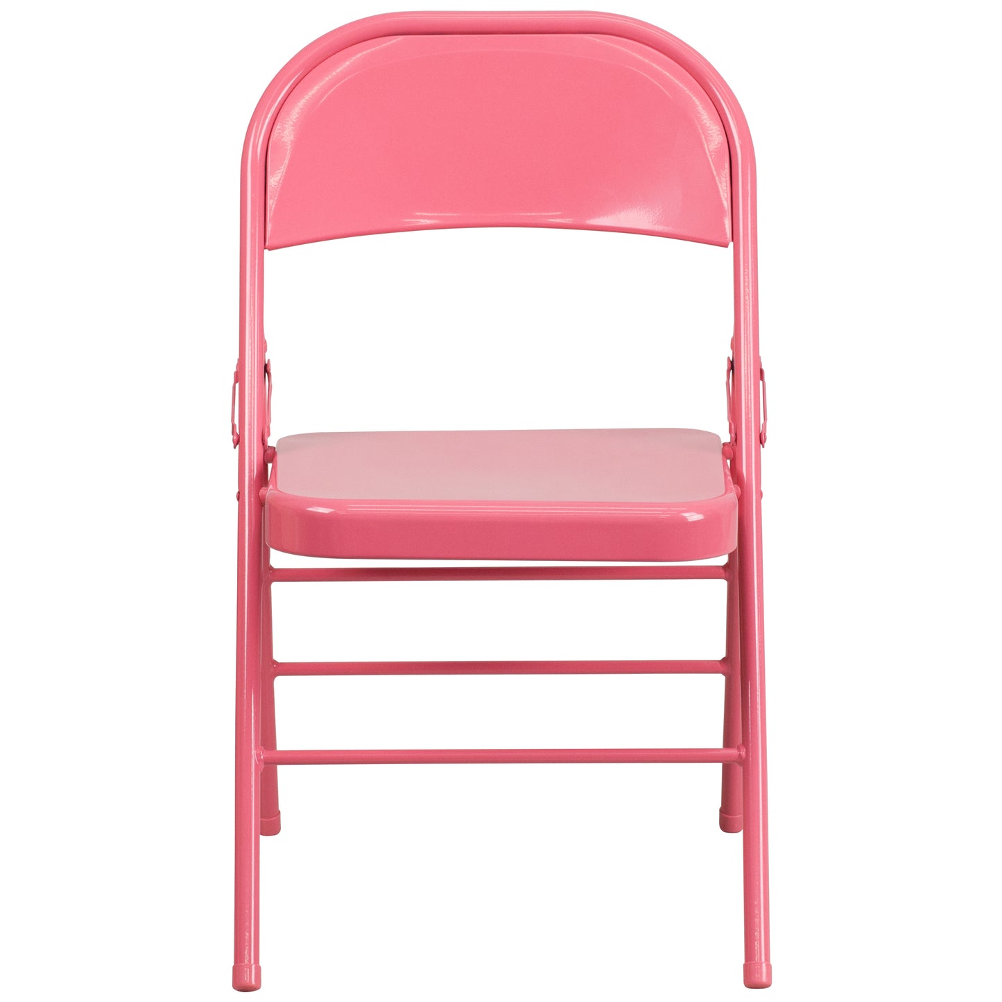 2 Pack HERCULES COLORBURST Series Bubblegum Pink Triple Braced & Double Hinged Metal Folding Chair Bubblegum Pink 2-HF3-PINK-GG