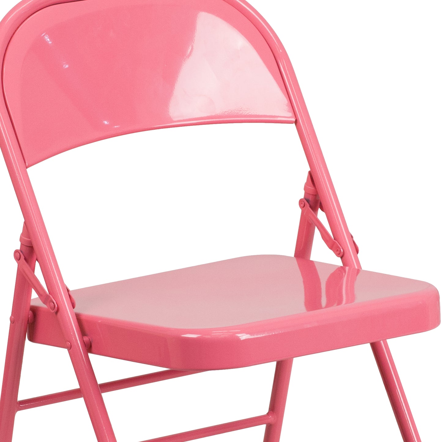 2 Pack HERCULES COLORBURST Series Bubblegum Pink Triple Braced & Double Hinged Metal Folding Chair Bubblegum Pink 2-HF3-PINK-GG