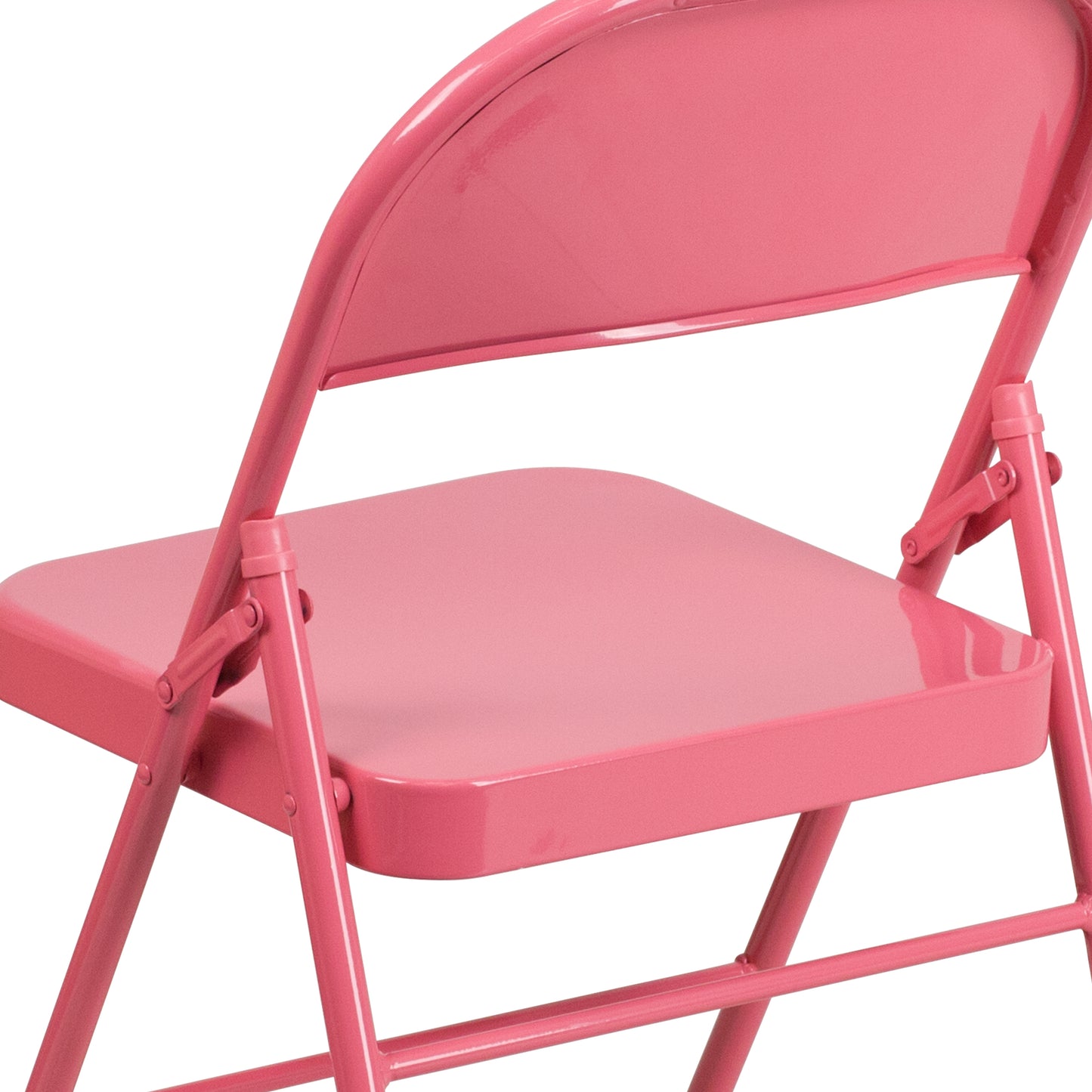 2 Pack HERCULES COLORBURST Series Bubblegum Pink Triple Braced & Double Hinged Metal Folding Chair Bubblegum Pink 2-HF3-PINK-GG