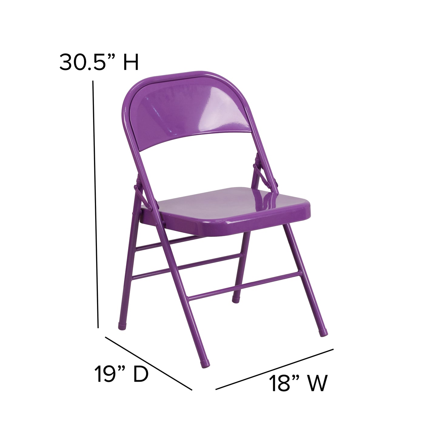 2 Pack HERCULES COLORBURST Series Impulsive Purple Triple Braced & Double Hinged Metal Folding Chair Impulsive Purple 2-HF3-PUR-GG