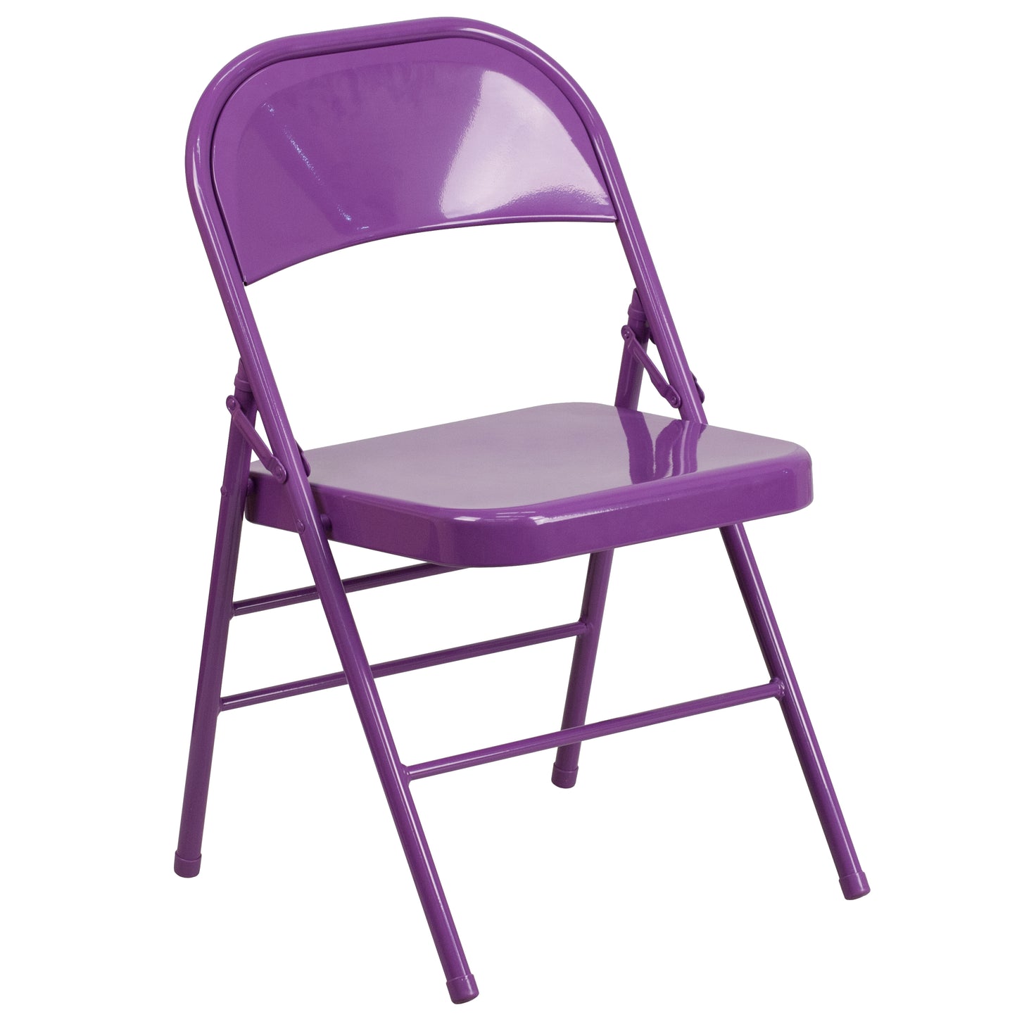 2 Pack HERCULES COLORBURST Series Impulsive Purple Triple Braced & Double Hinged Metal Folding Chair Impulsive Purple 2-HF3-PUR-GG