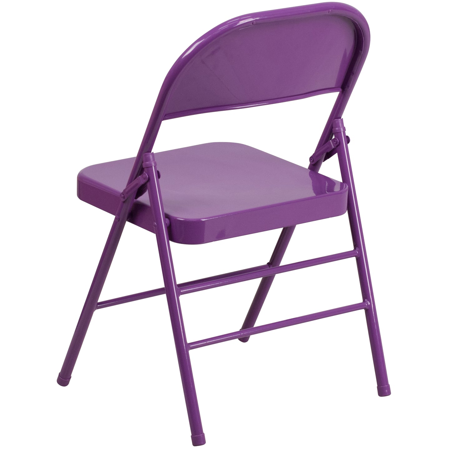 2 Pack HERCULES COLORBURST Series Impulsive Purple Triple Braced & Double Hinged Metal Folding Chair Impulsive Purple 2-HF3-PUR-GG