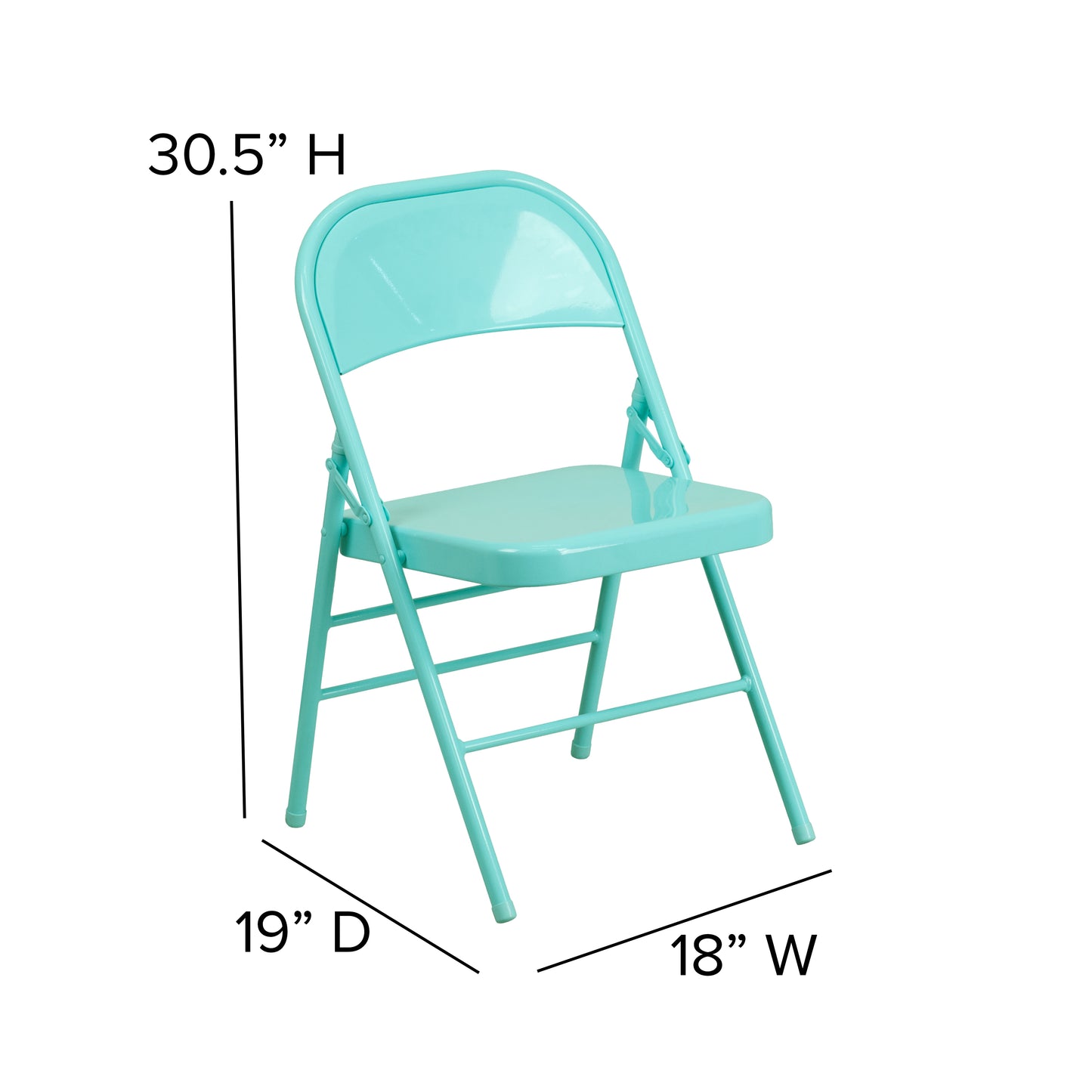 2 Pack HERCULES COLORBURST Series Tantalizing Teal Triple Braced & Double Hinged Metal Folding Chair Tantalizing Teal 2-HF3-TEAL-GG