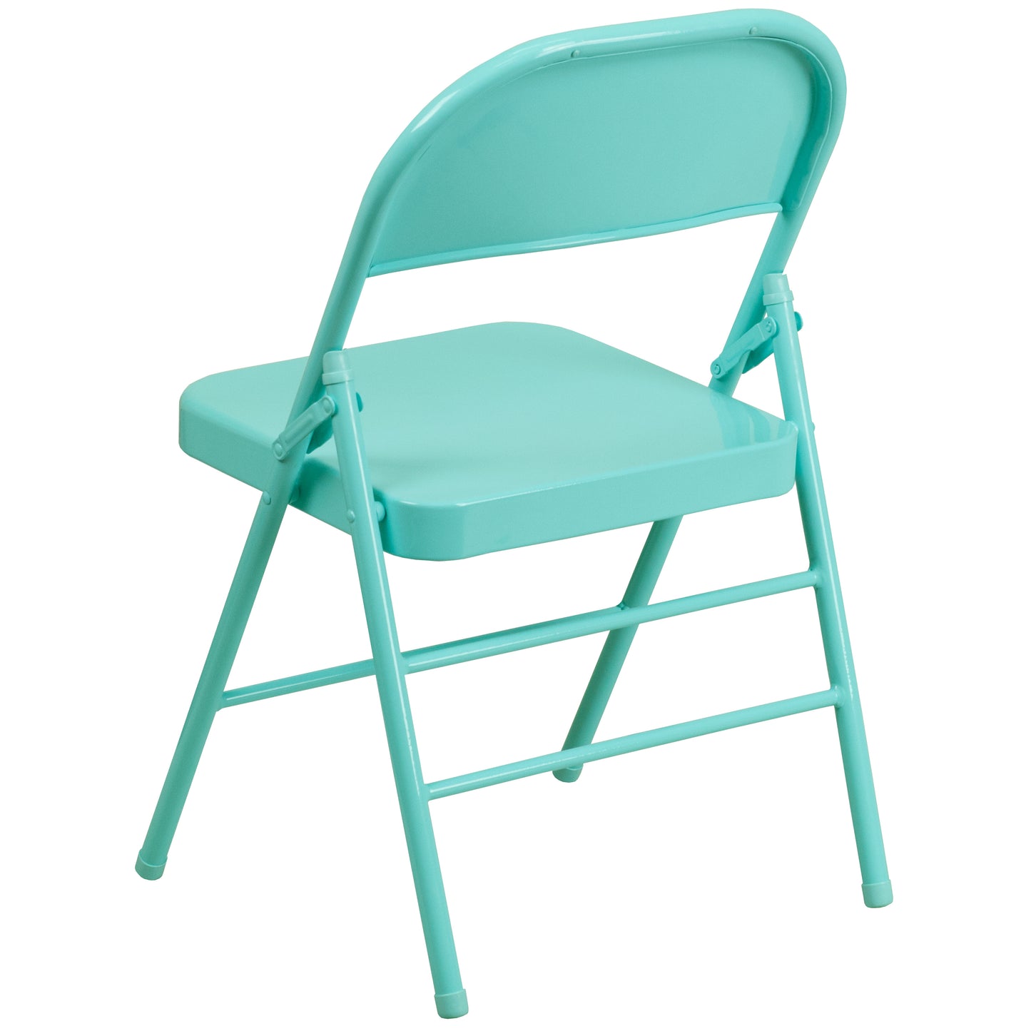 2 Pack HERCULES COLORBURST Series Tantalizing Teal Triple Braced & Double Hinged Metal Folding Chair Tantalizing Teal 2-HF3-TEAL-GG