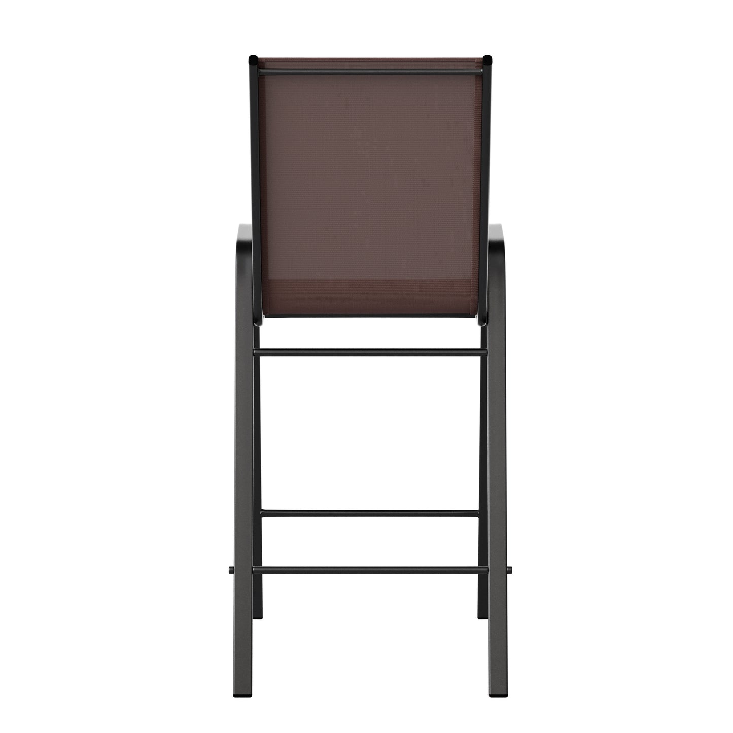 2 Pack Brazos Series Brown Outdoor Barstool with Flex Comfort Material and Metal Frame Brown 2-JJ-092H-B-GG
