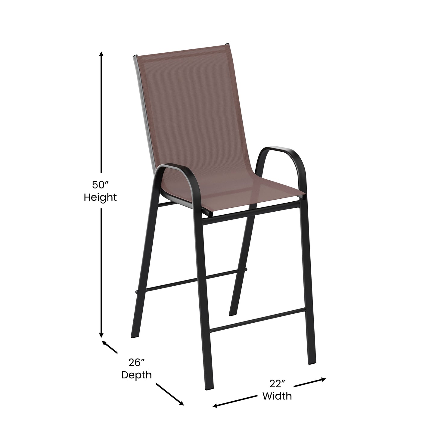 2 Pack Brazos Series Brown Outdoor Barstool with Flex Comfort Material and Metal Frame Brown 2-JJ-092H-B-GG