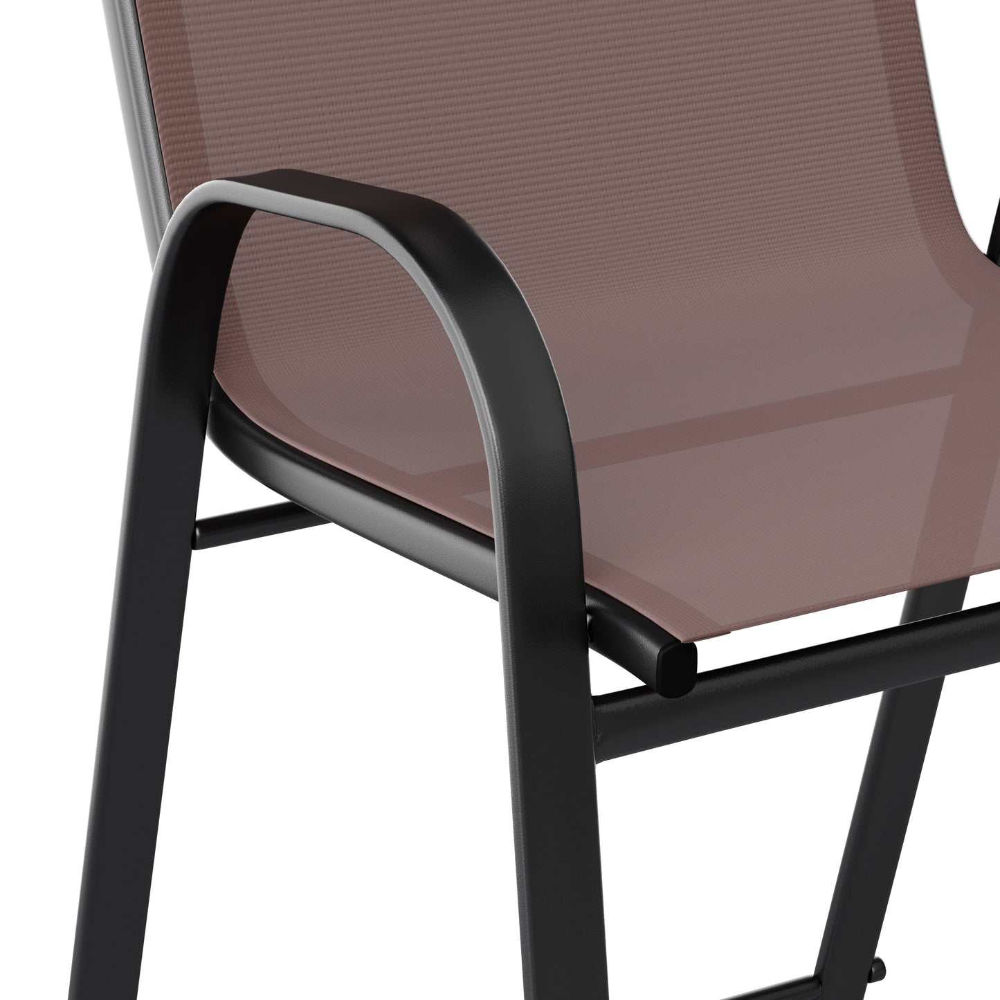 2 Pack Brazos Series Brown Outdoor Barstool with Flex Comfort Material and Metal Frame Brown 2-JJ-092H-B-GG