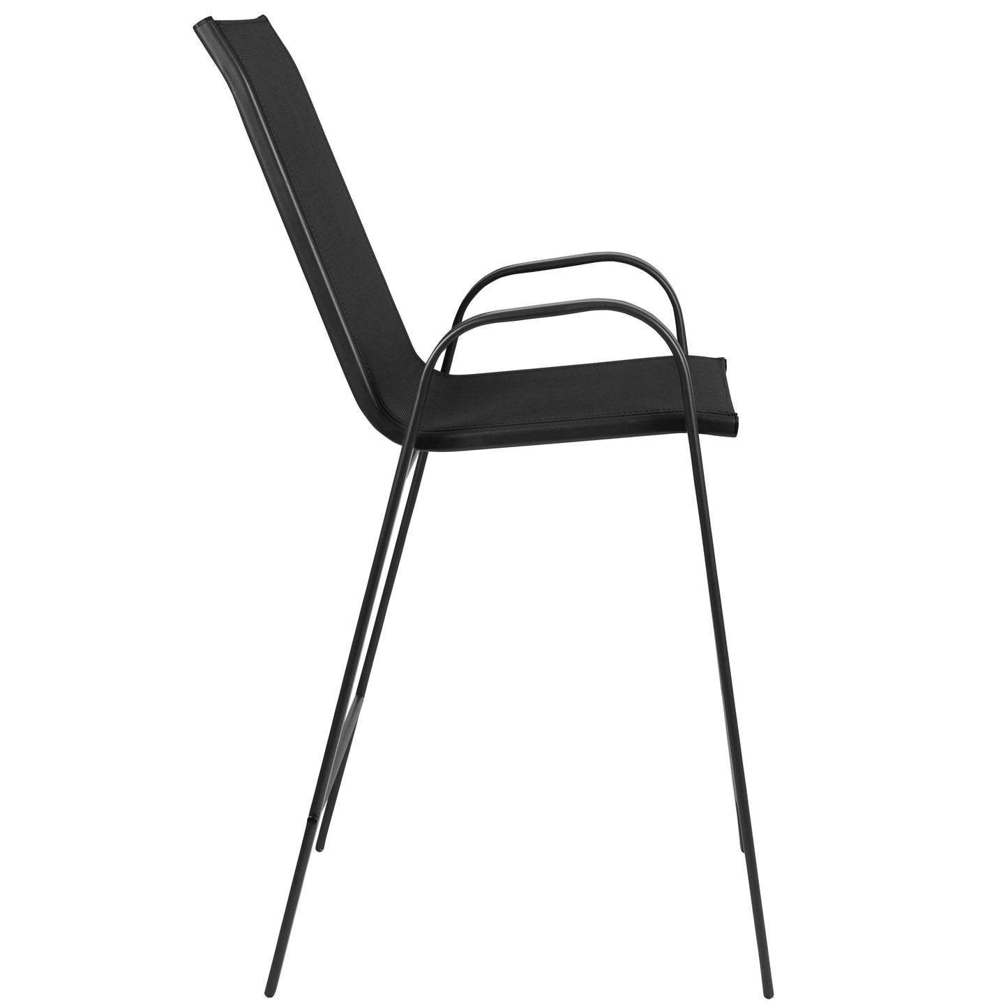 2 Pack Brazos Series Black Outdoor Barstool with Flex Comfort Material and Metal Frame Black 2-JJ-092H-GG