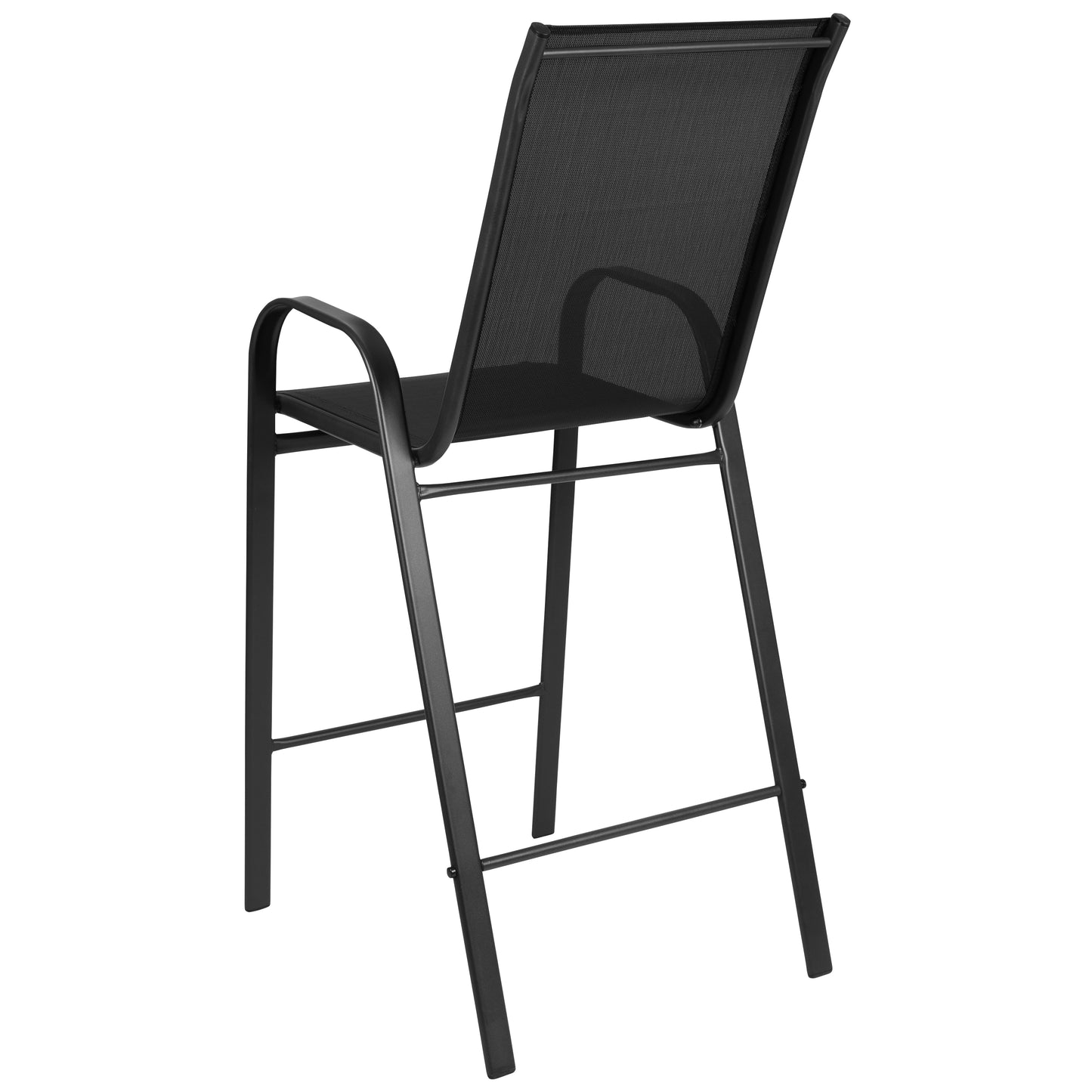2 Pack Brazos Series Black Outdoor Barstool with Flex Comfort Material and Metal Frame Black 2-JJ-092H-GG