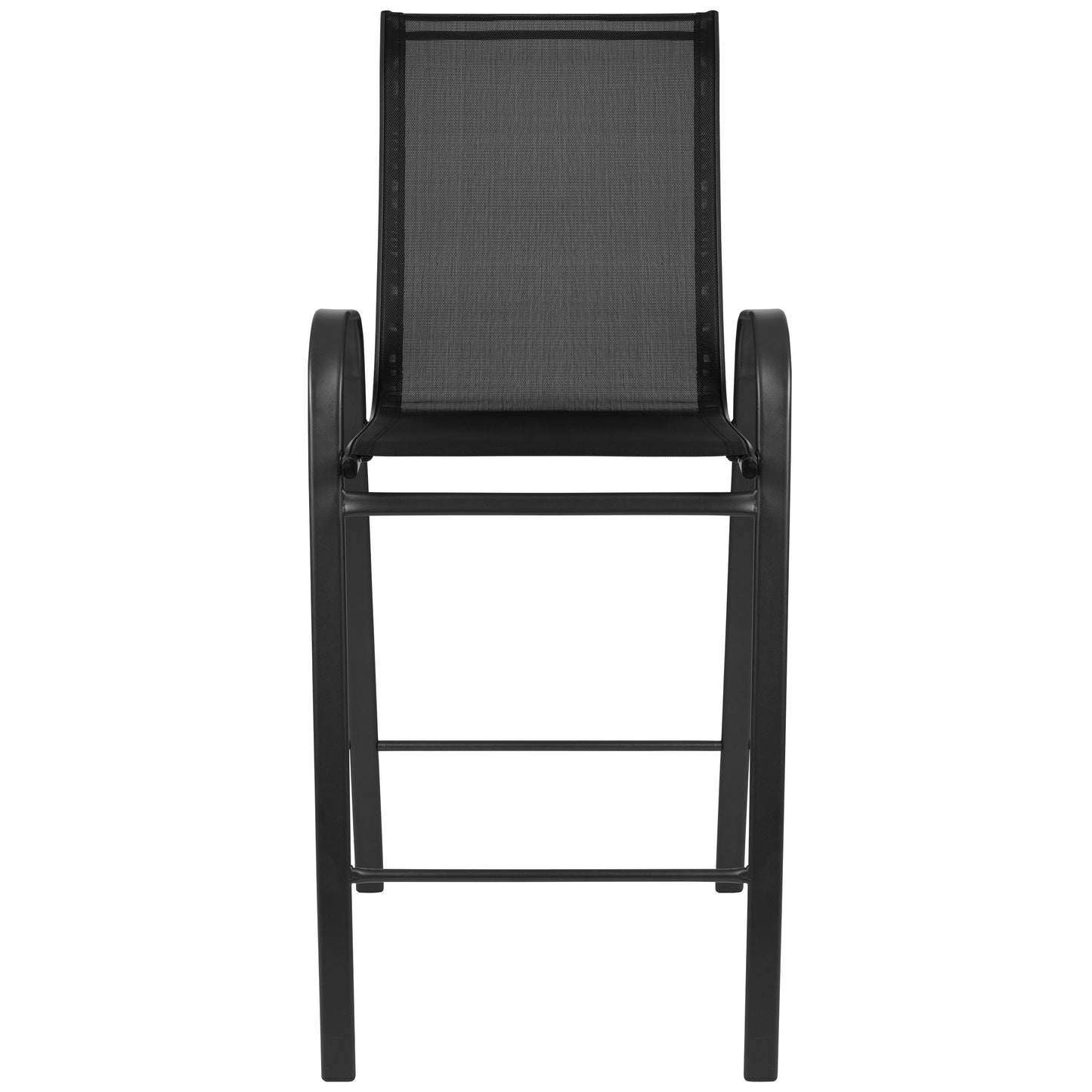 2 Pack Brazos Series Black Outdoor Barstool with Flex Comfort Material and Metal Frame Black 2-JJ-092H-GG