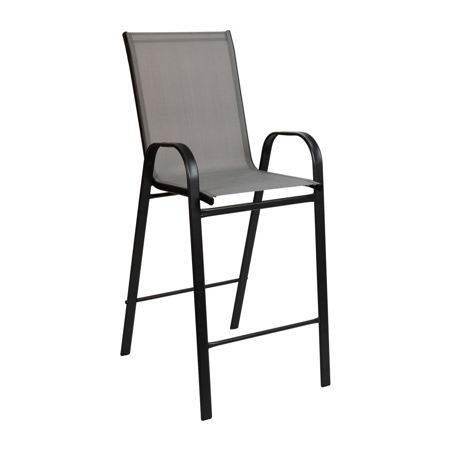 2 Pack Brazos Series Gray Outdoor Barstools with Flex Comfort Material and Metal Frame Gray 2-JJ-092H-GR-GG