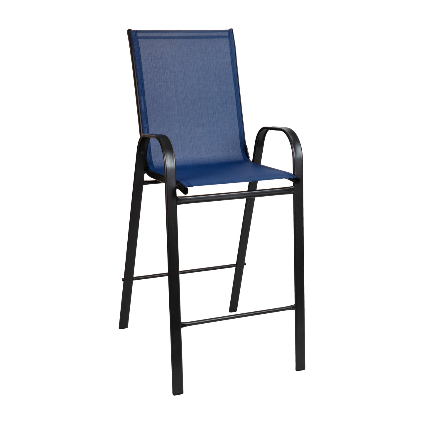 2 Pack Brazos Series Navy Outdoor Barstools with Flex Comfort Material and Metal Frame Navy 2-JJ-092H-NV-GG