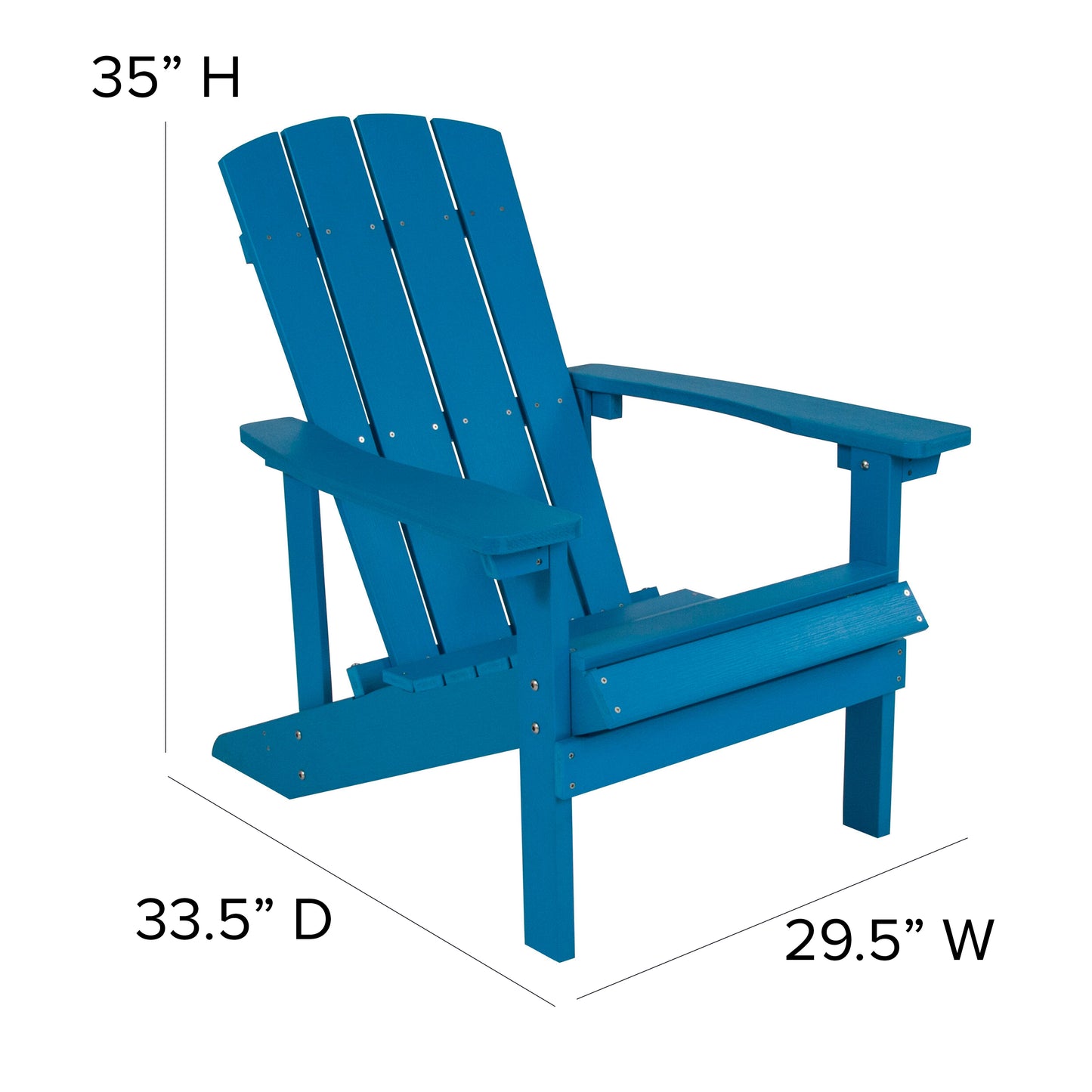 Charlestown Set of 2 All-Weather Poly Resin Wood Adirondack Chairs in Blue with Blue Cushions for Deck, Porch, and Patio Blue Cushions/Blue Frame 2-JJ-C14501-CSNBL-BLU-GG