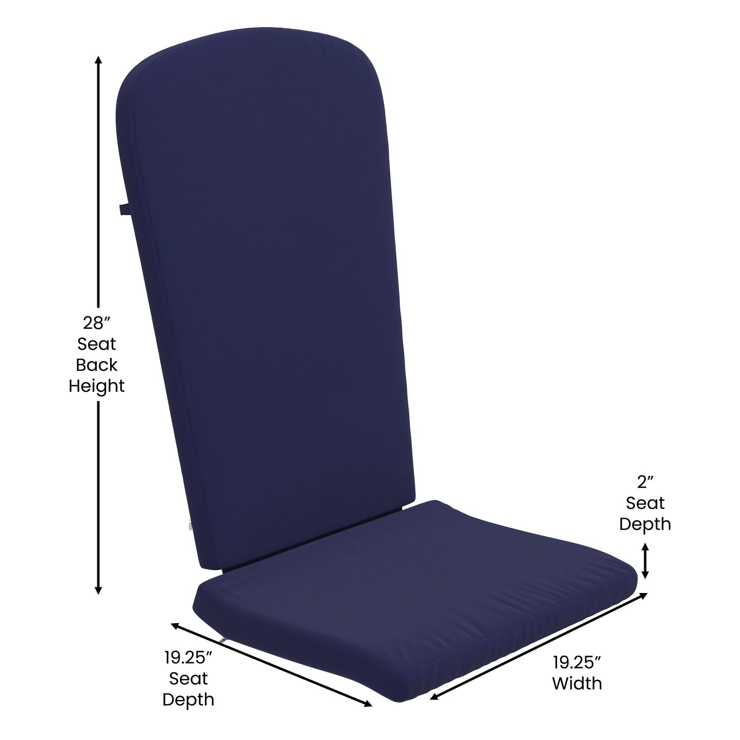 Charlestown Set of 2 All-Weather Poly Resin Wood Adirondack Chairs in Blue with Blue Cushions for Deck, Porch, and Patio Blue Cushions/Blue Frame 2-JJ-C14501-CSNBL-BLU-GG
