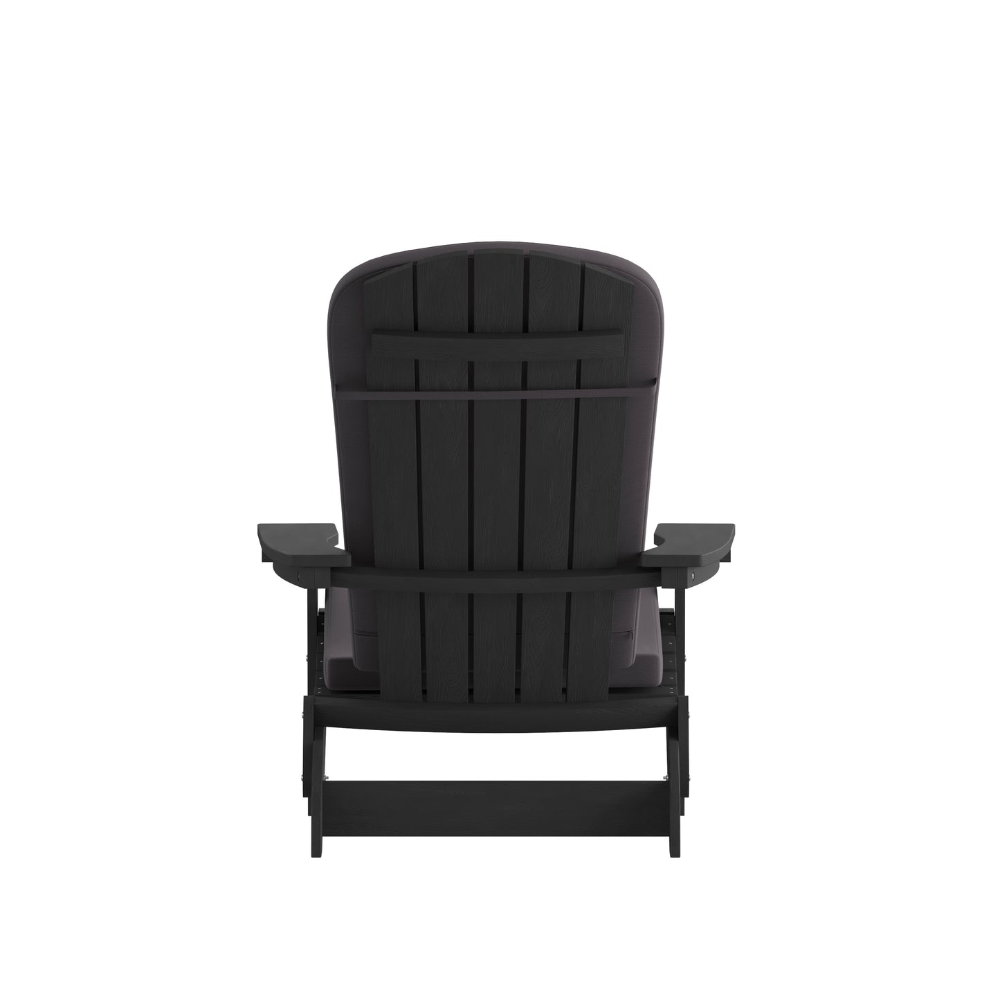 Charlestown Set of 2 All-Weather Poly Resin Indoor/Outdoor Folding Adirondack Chairs in Black with Gray Cushions for Deck, Porch, and Patio Gray Cushions/Black Frame 2-JJ-C14505-CSNGY-BLK-GG